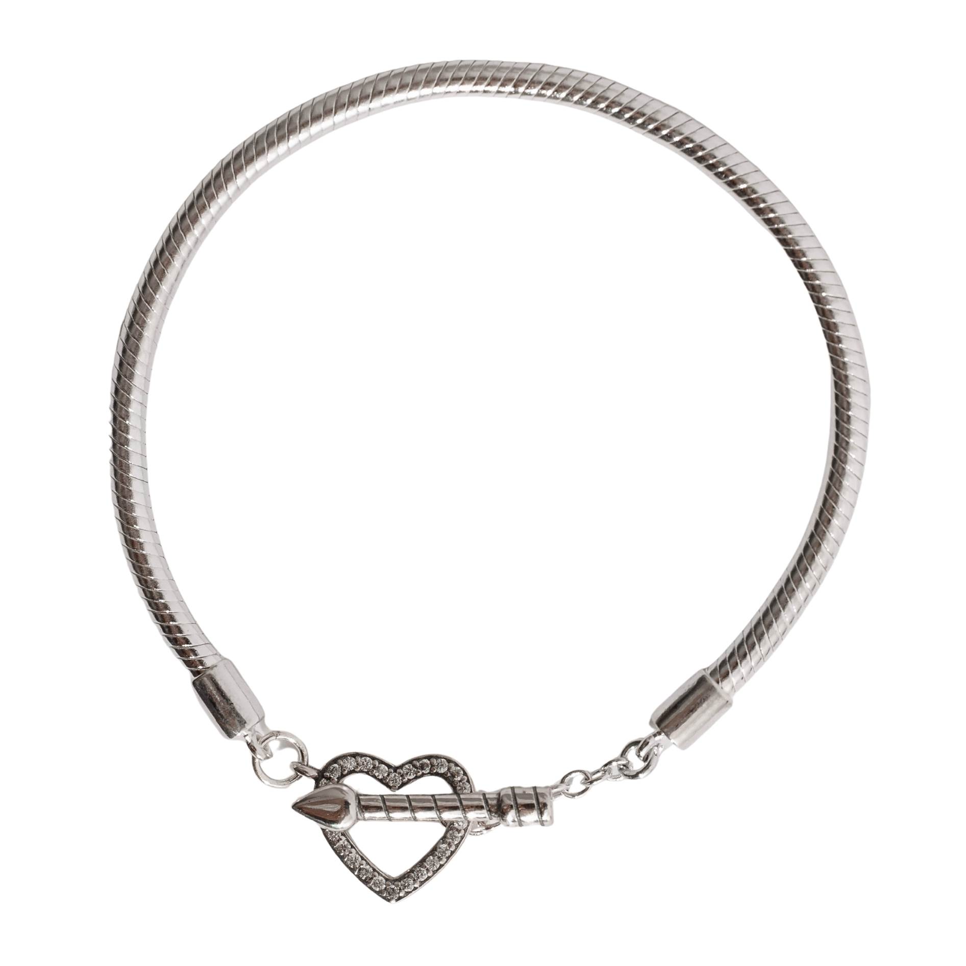 Imagem Pulseira para berloques 2.9 fecho coração vazado cravejado