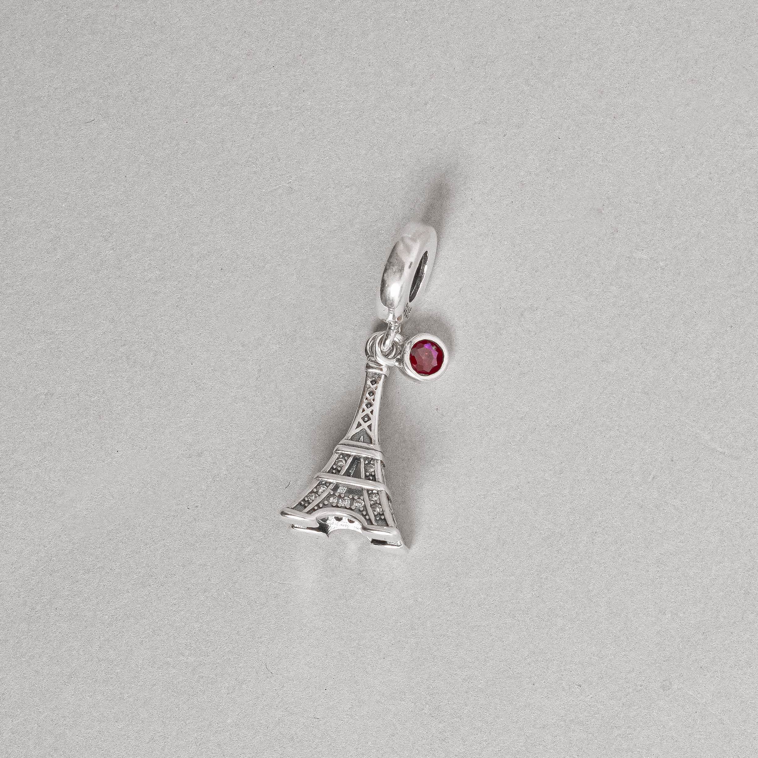 Berloque pingentes torre Eiffel com cravejado e zircônia vinho