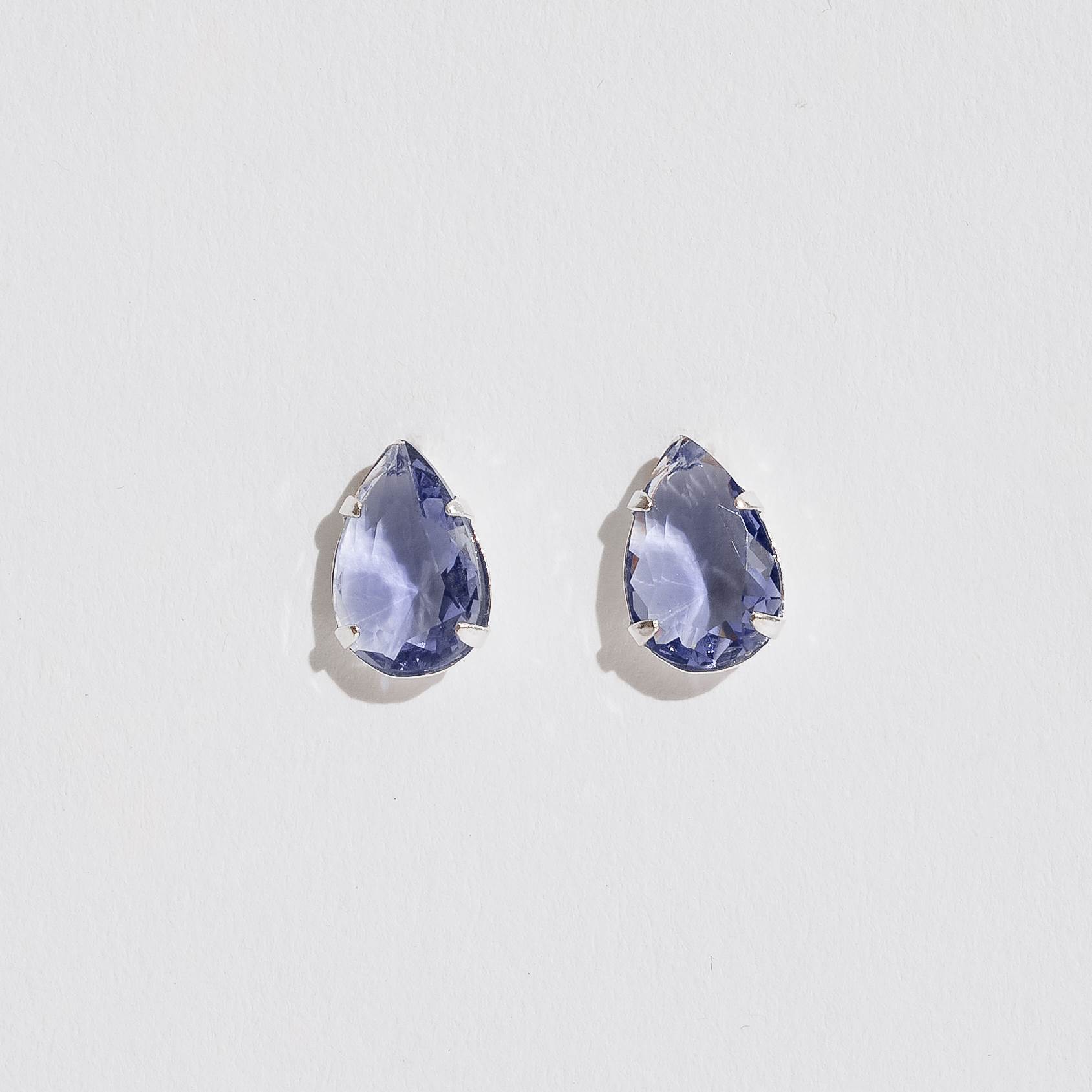 Brinco zircônia gota roxo 12mm