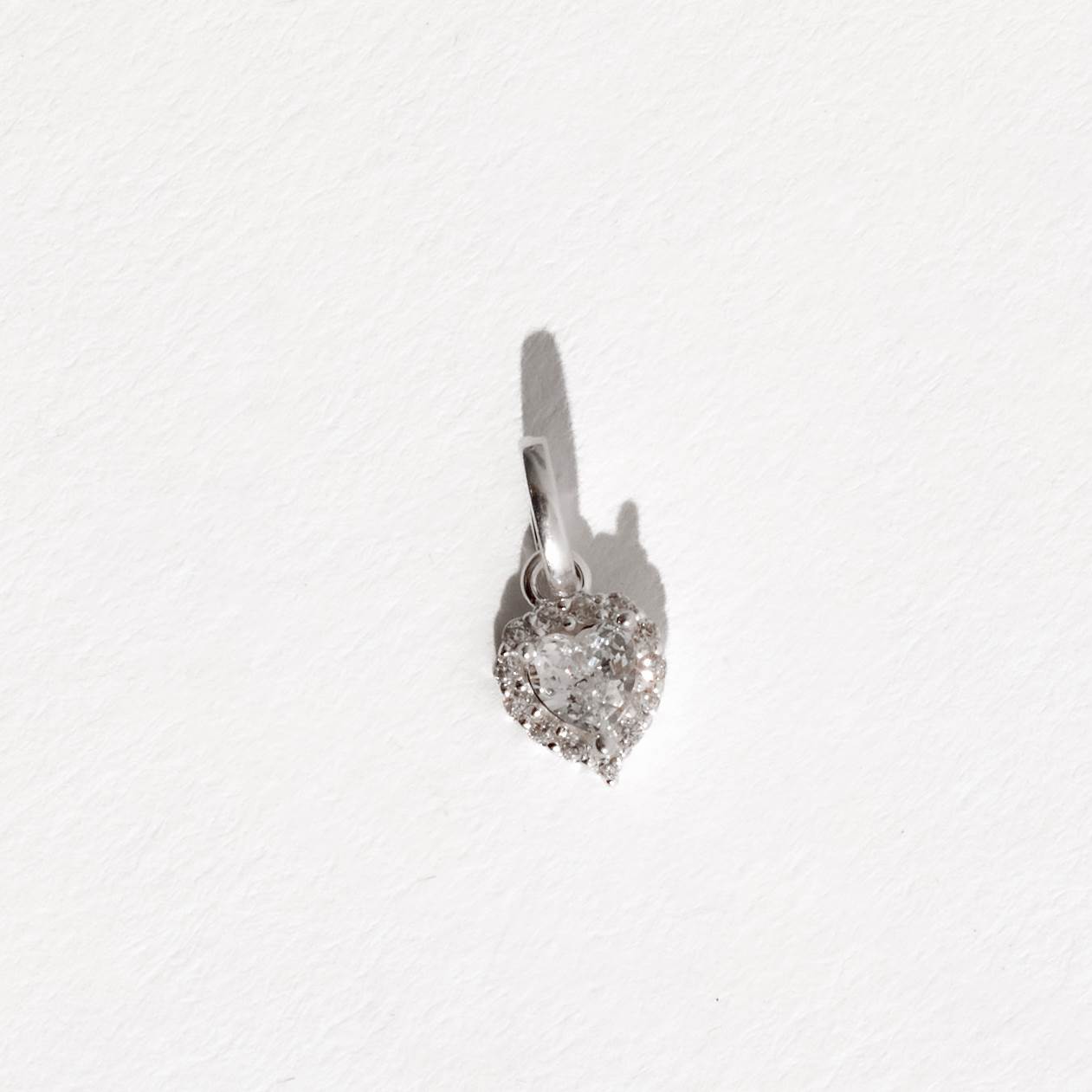 Pingente zircônia coração cristal com cravejado 7mm