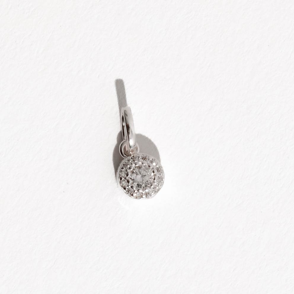Pingente zircônia cristal com cravejado 6mm caixa alta 