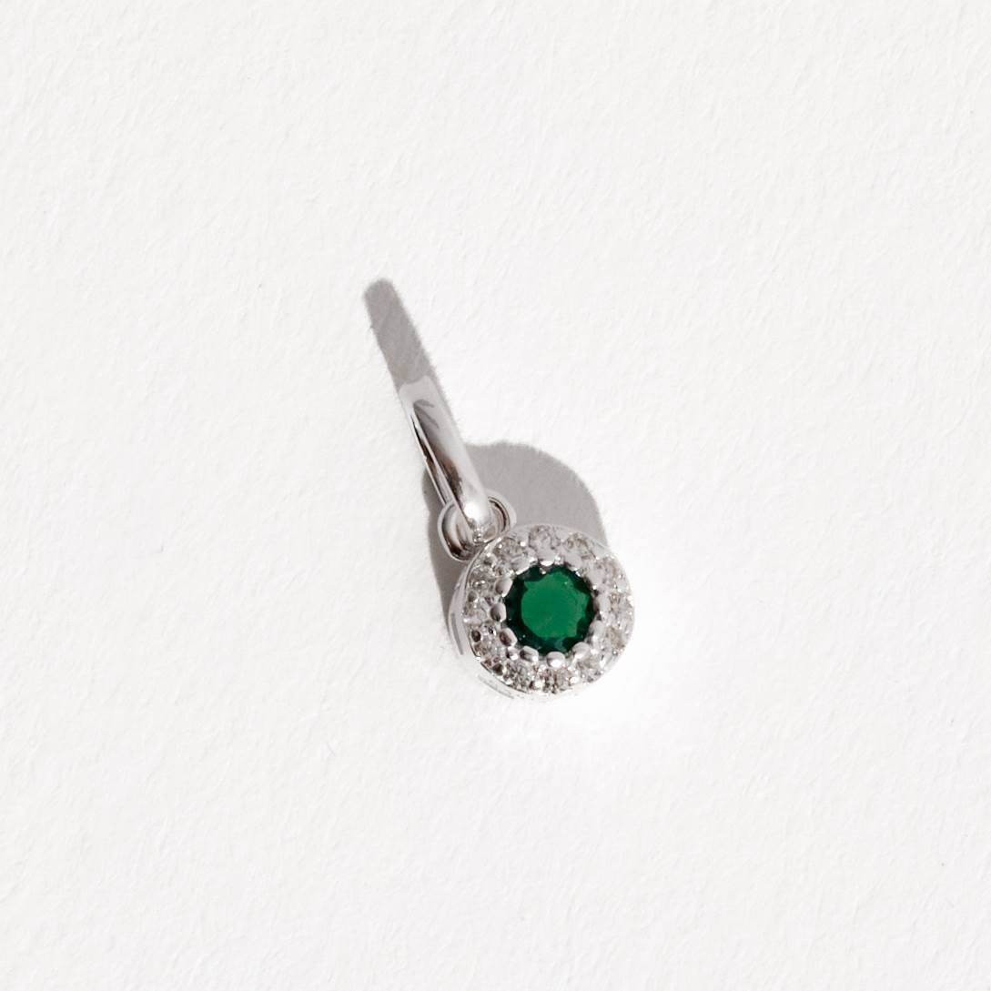 Pingente zircônia esmeralda com cravejado 6mm caixa alta