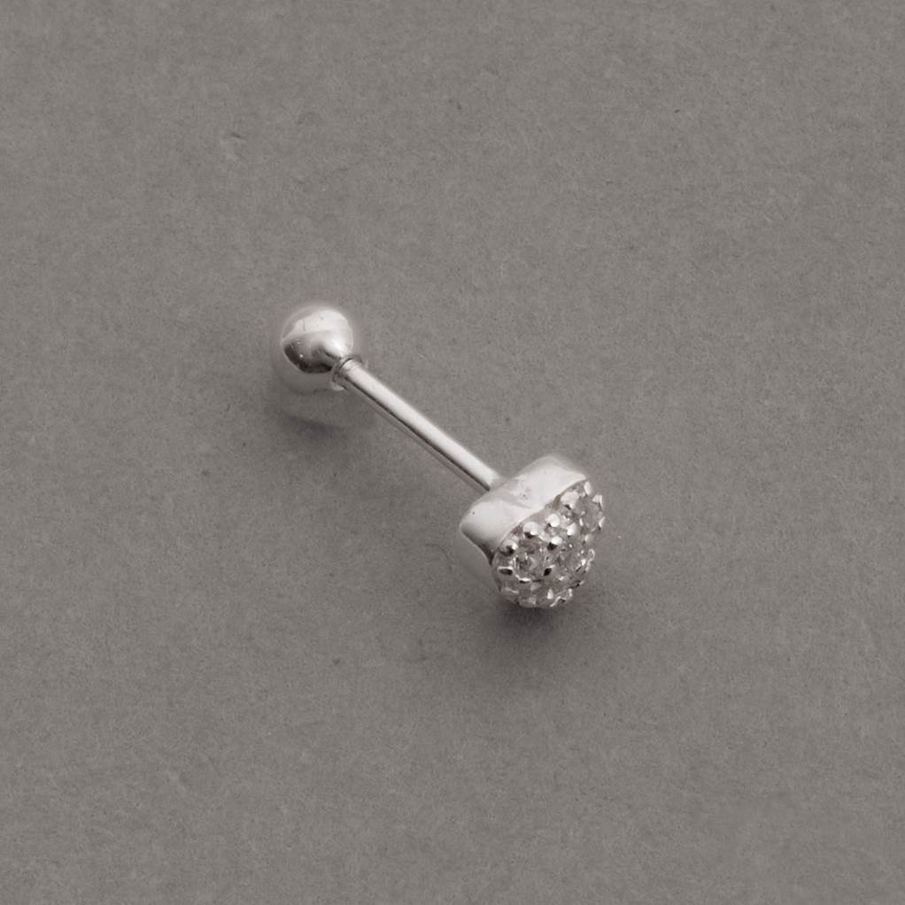 Piercing haste coração cravejado cristal 5mm