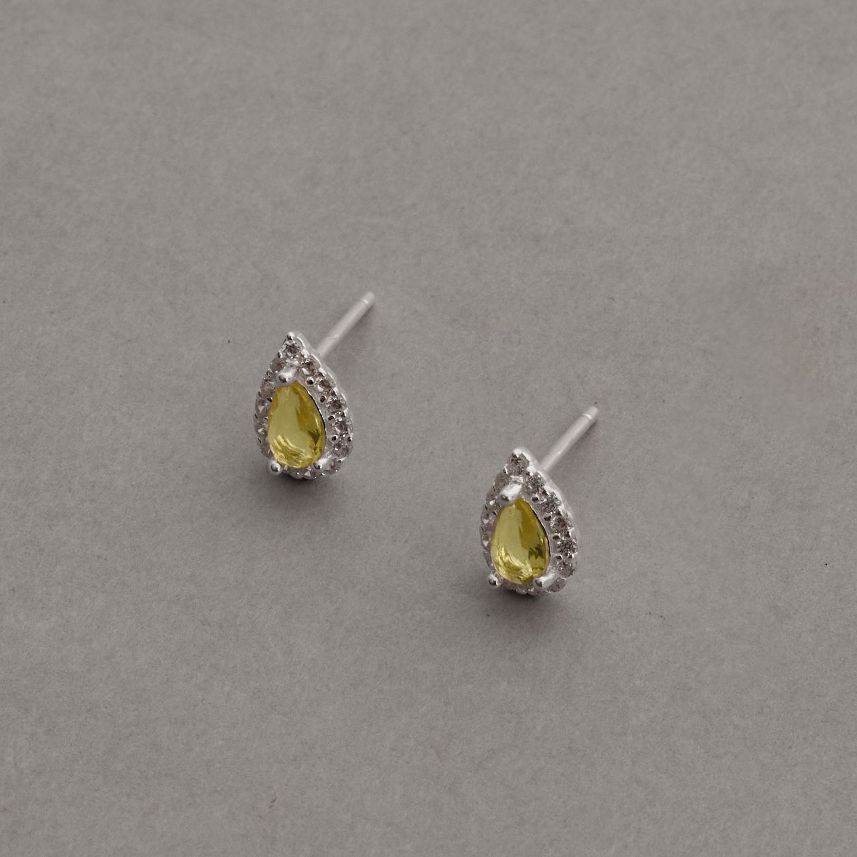 Imagem Secundária Brinco zircônia gota amarela com cravejado 8mm