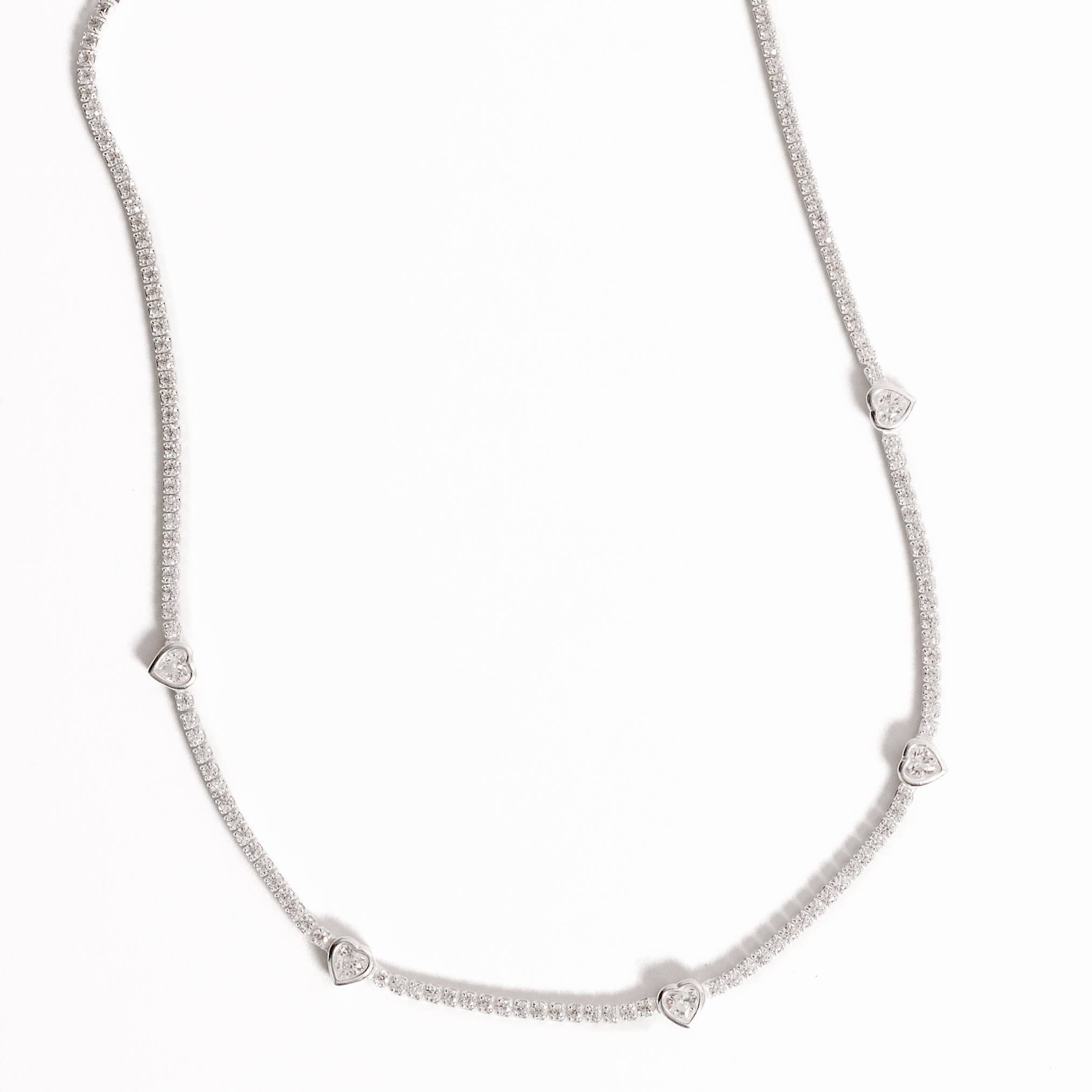 Colar Riviera 2.0 com entremeios zircônias coração 40+5cm
