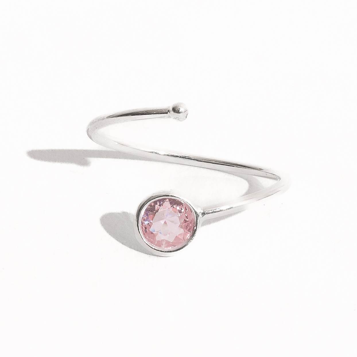 Anel bola e zircônia rosa 5mm regulável P