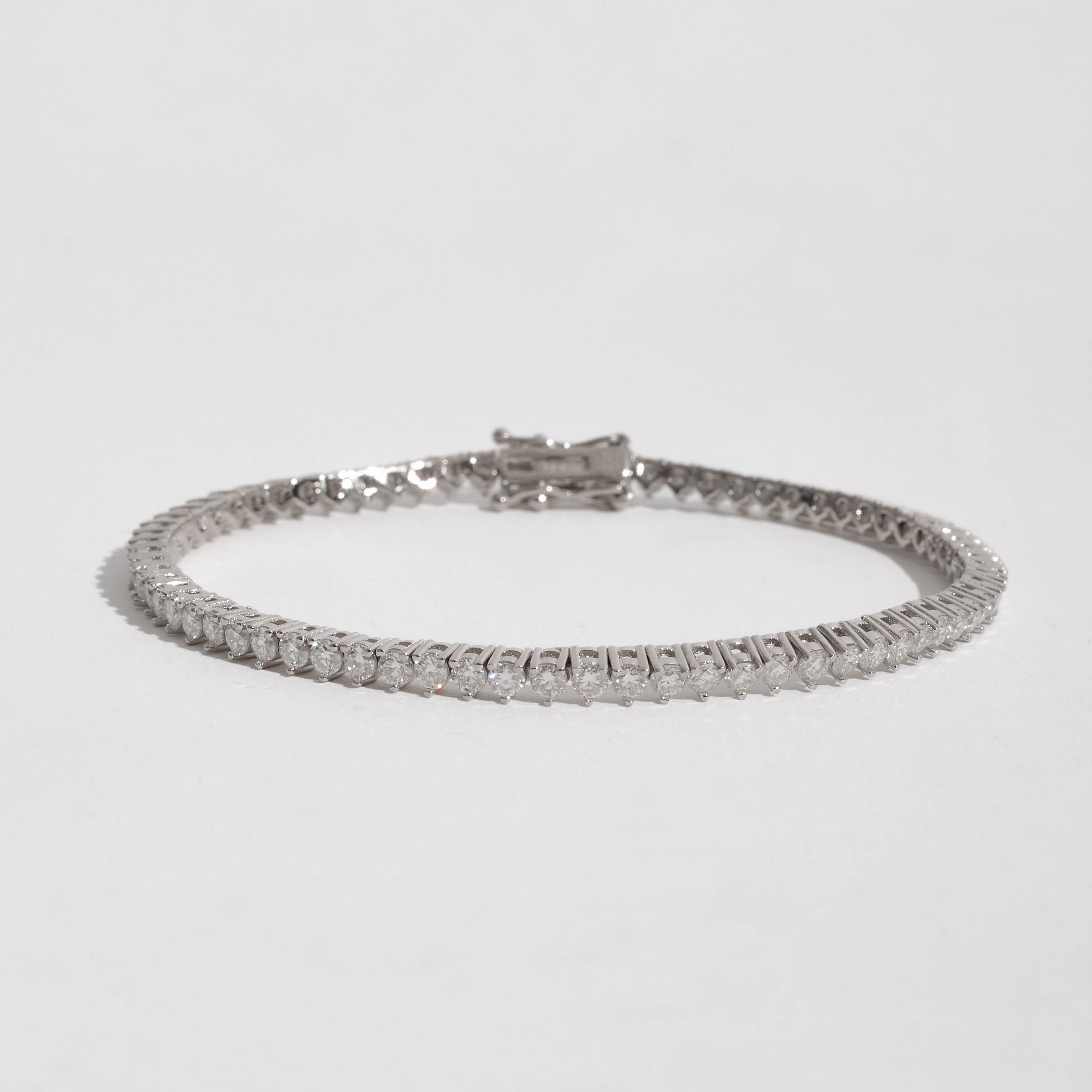Pulseira Riviera 3 pontas moissanite 2.5mm 19cm fecho gaveta