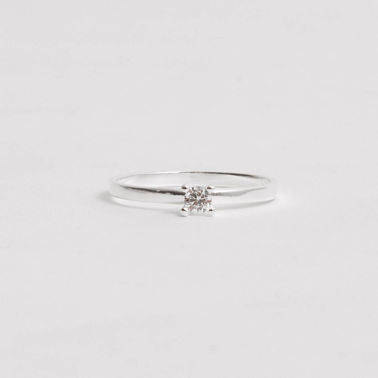 Anel solitário zircônia 3mm fio quadrado