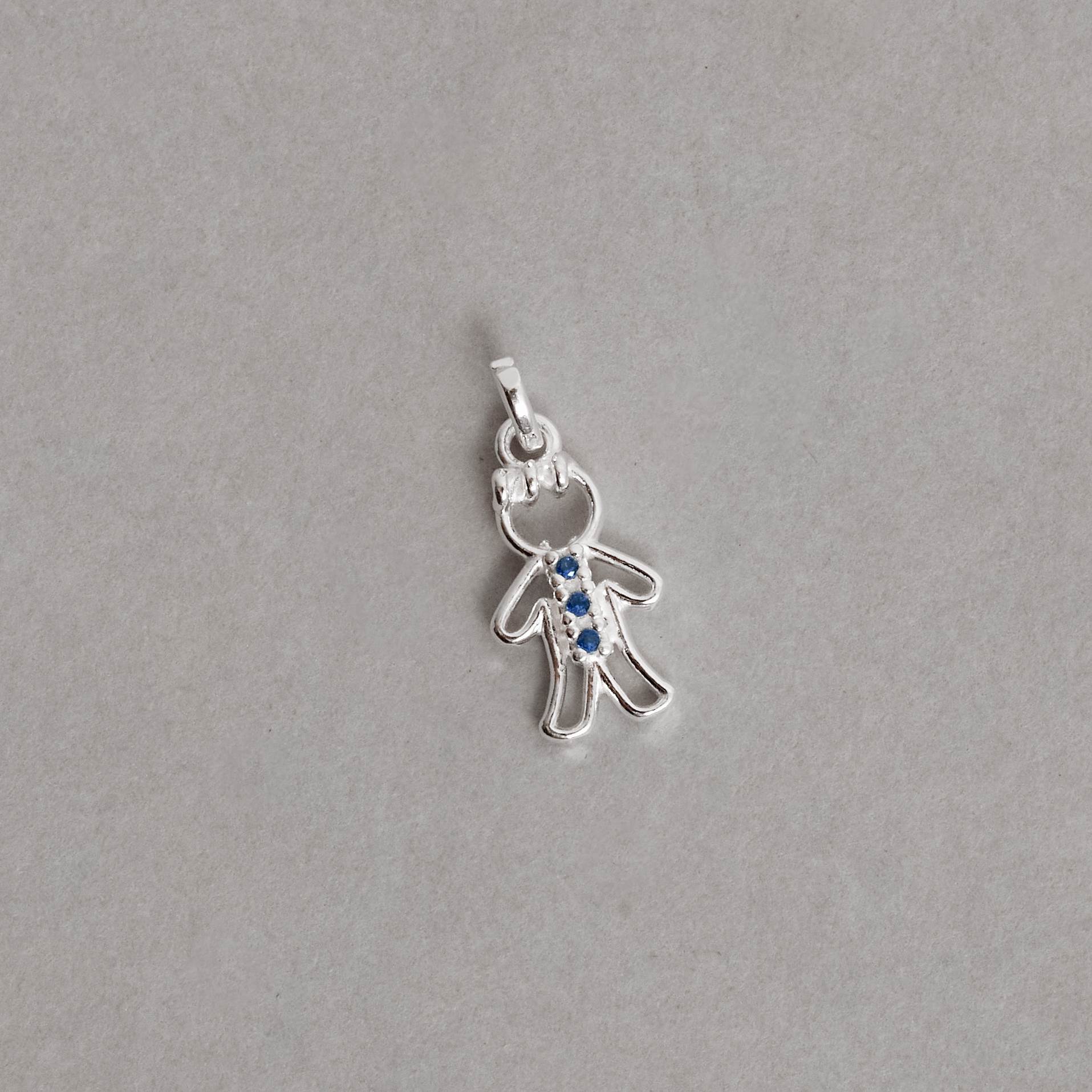 Pingente menino detalhe 3 zircônias azul 12mm