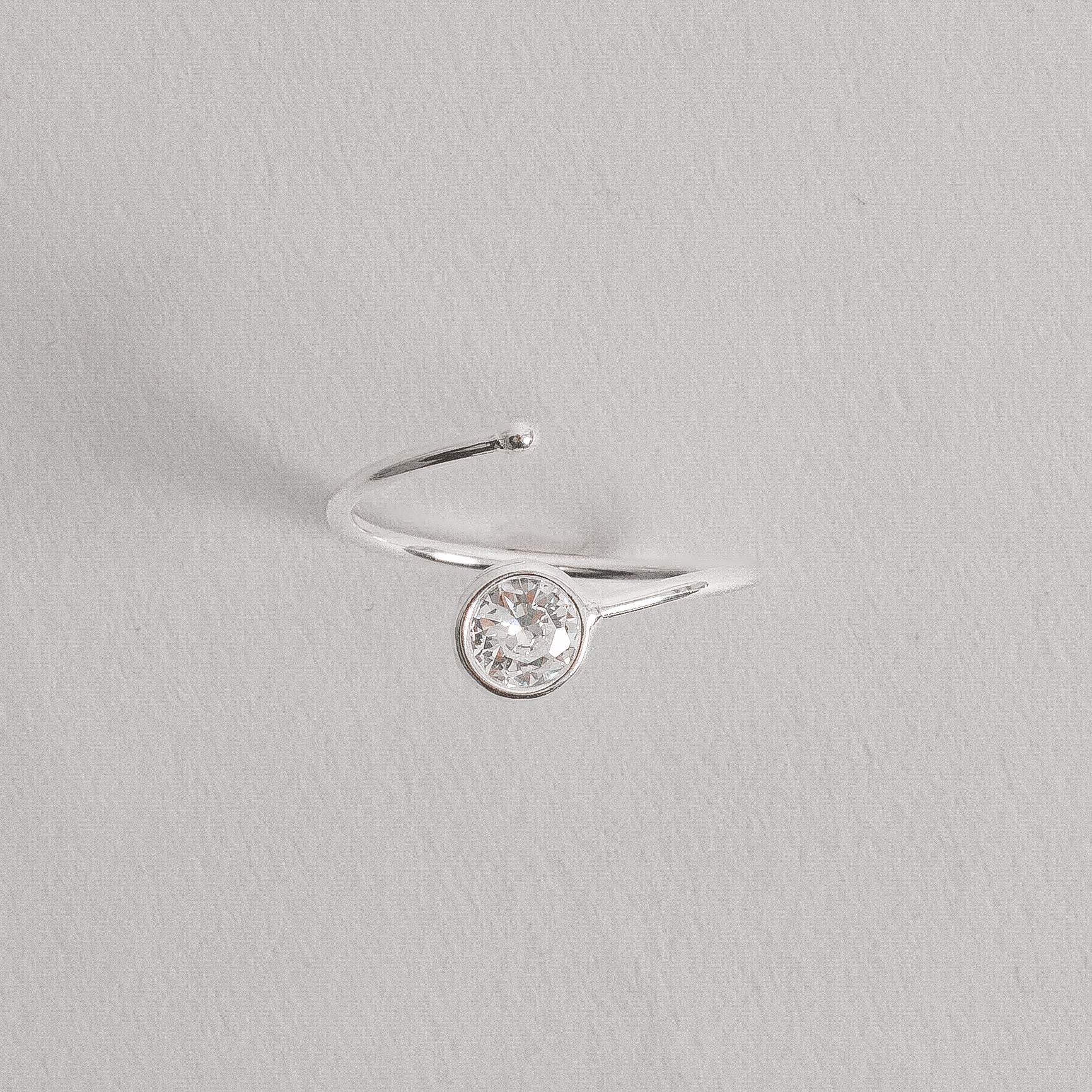 Anel bola e zircônia cristal 5mm regulável P