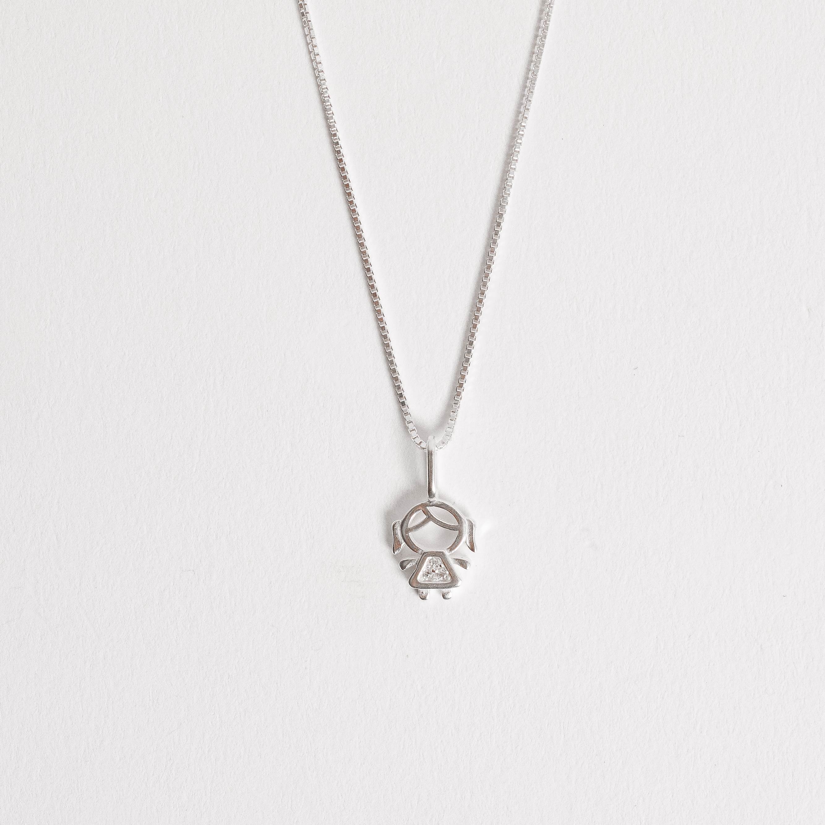 Colar pingente menina com zircônias 12mm 45cm