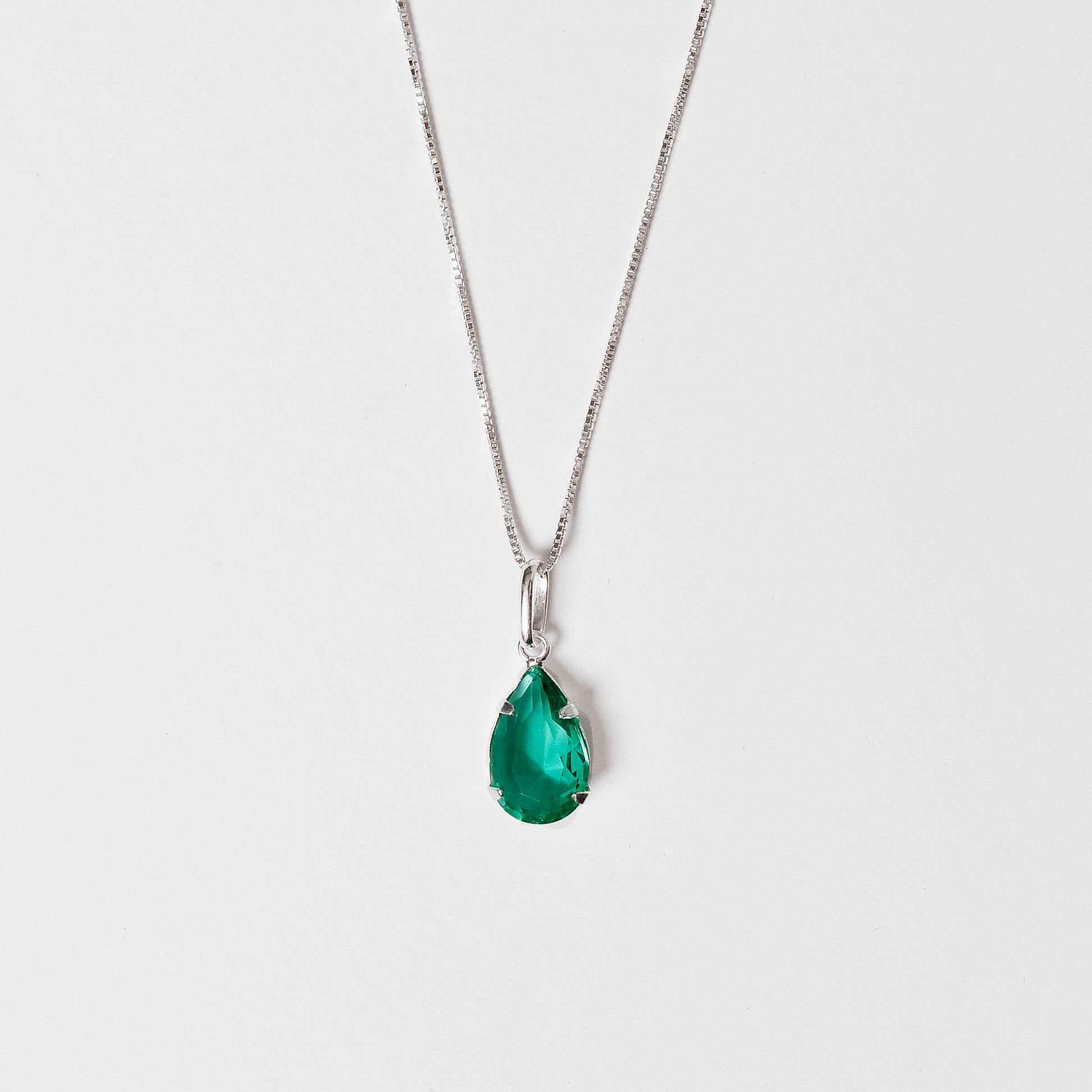 Imagem Colar pingente zircônia gota turmalina 12mm 45cm