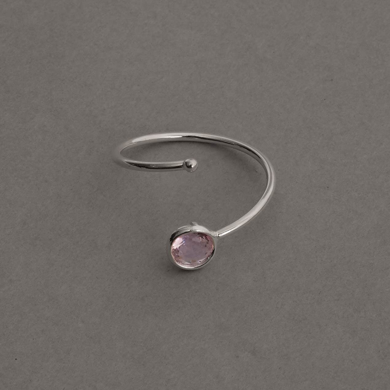 Anel bola e zircônia rosa 5mm regulável P