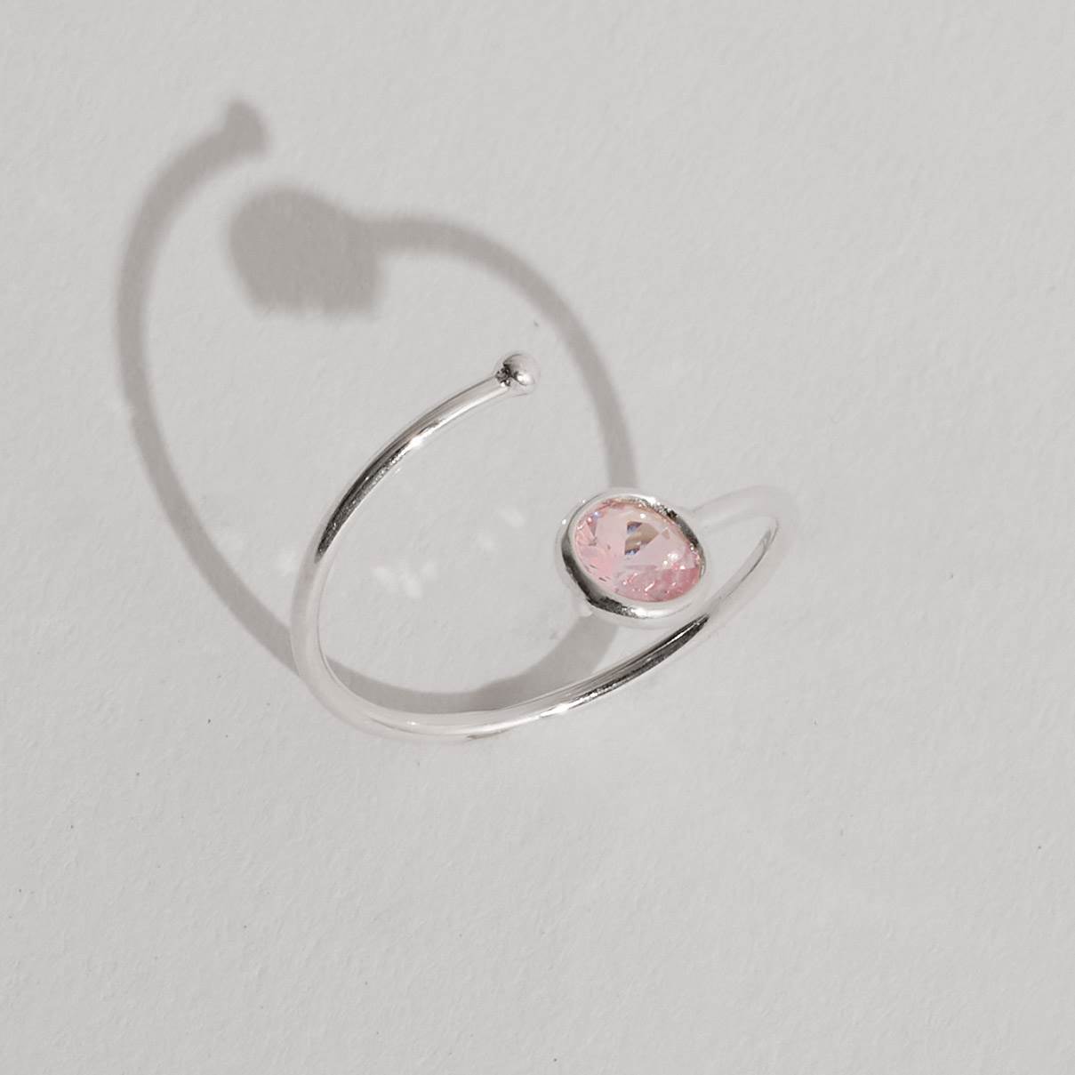 Imagem Secundária Anel bola e zircônia rosa 5mm regulável P
