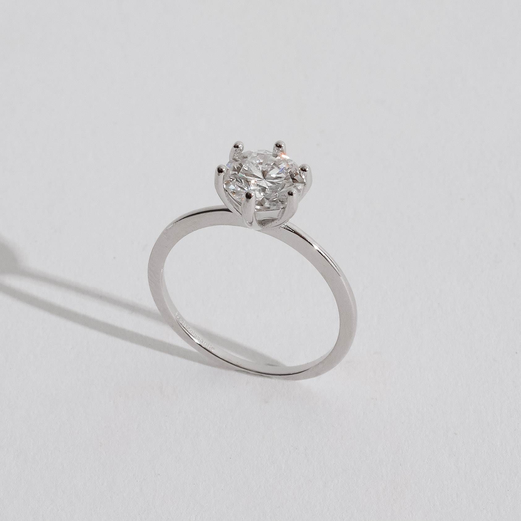 Imagem Secundária Anel solitário moissanite cristal 7mm ródio