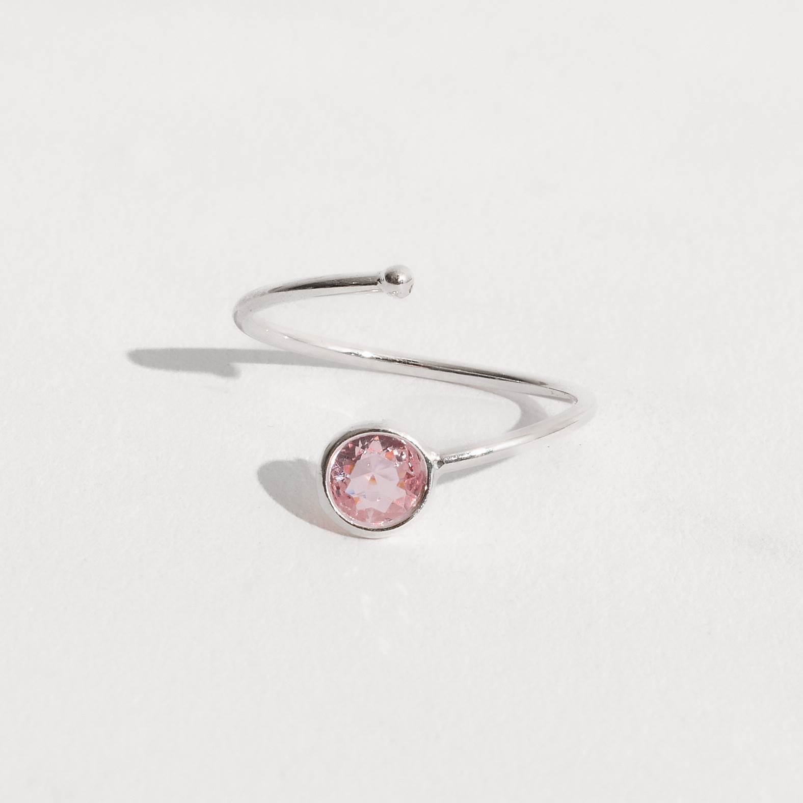 Anel bola e zircônia rosa 5mm regulável P