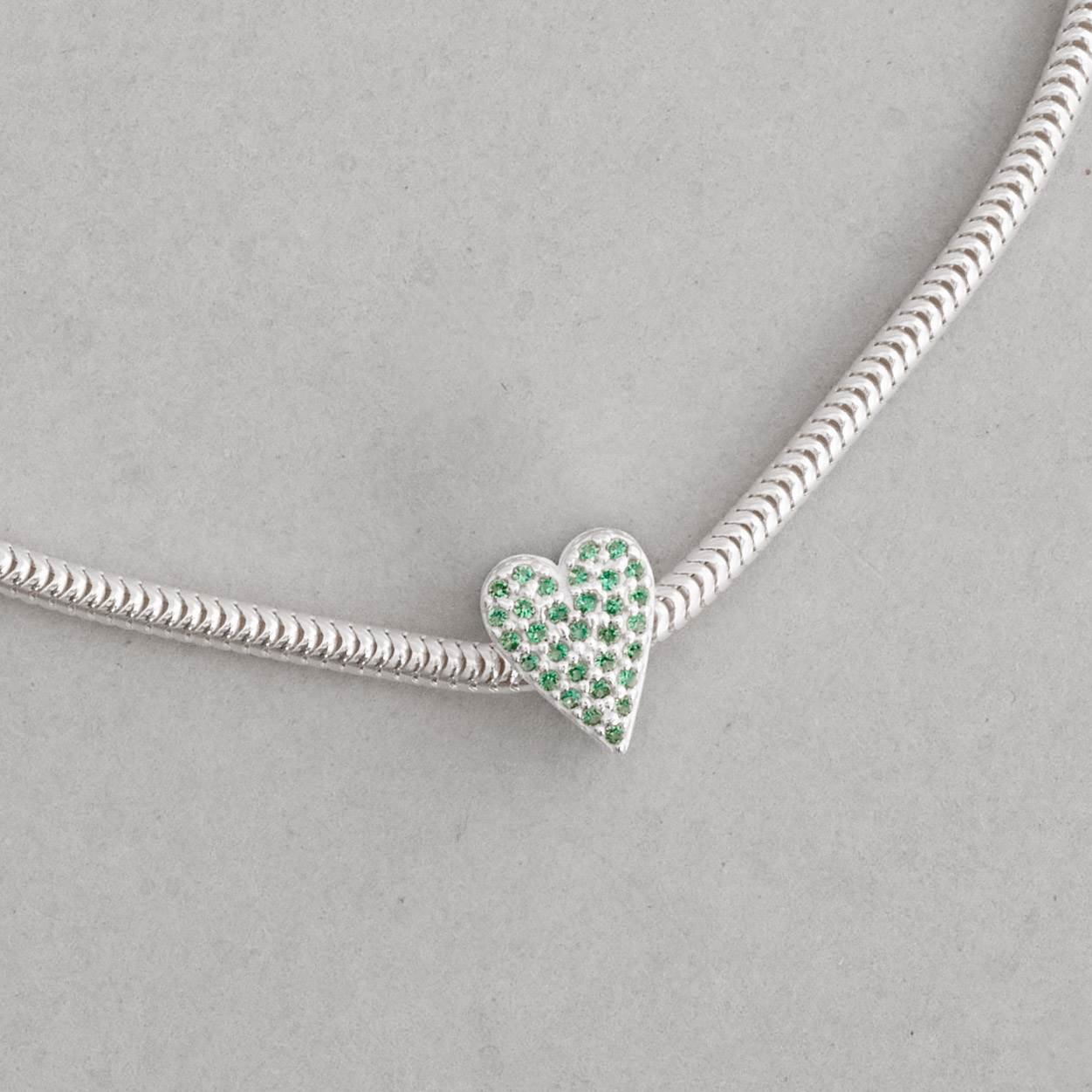 Imagem Secundária Berloque separador coração alongado cravejado verde 10mm