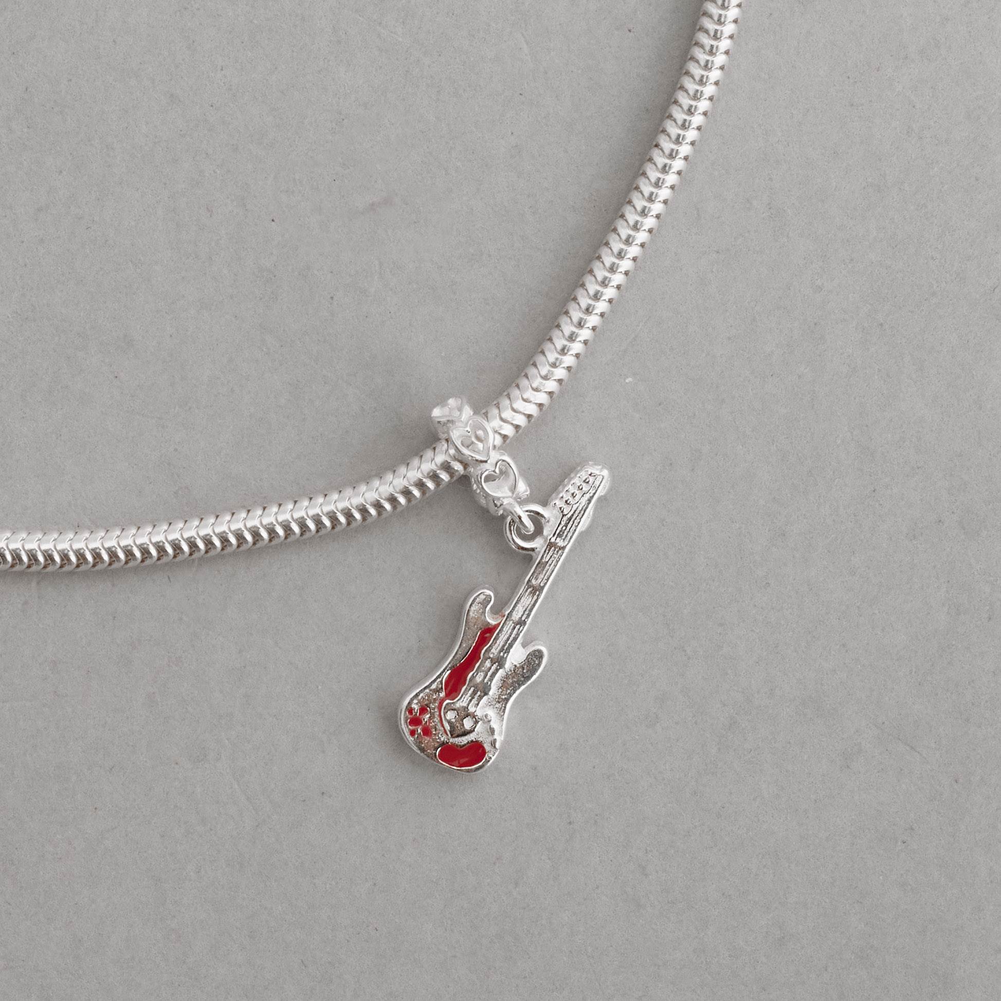 Imagem Secundária Berloque pingente guitarra elo corações vazados resina 20mm