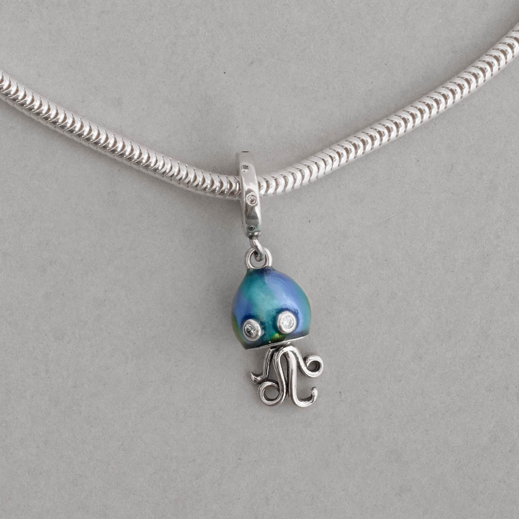 Imagem Secundária Berloque pingente água viva resina 17mm elo cravejado envelhecido