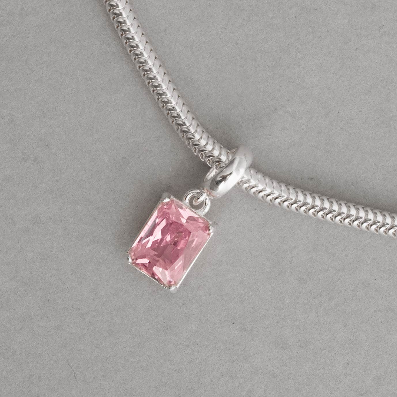 Imagem Secundária Berloque pingente zircônia retangular rosa 8mm