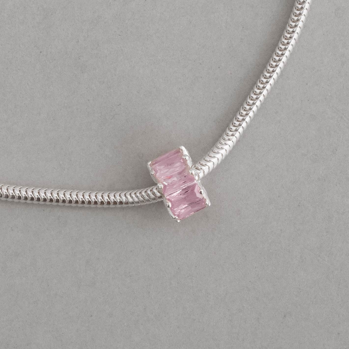 Berloque separador zircônias retangulares rosa 9mm