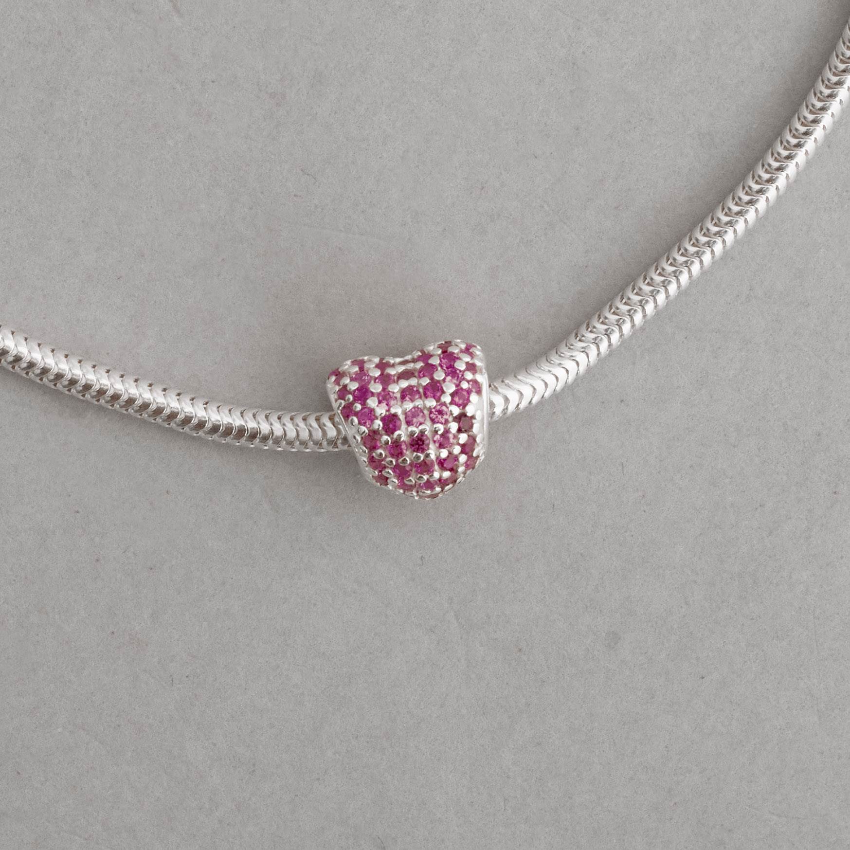 Imagem Secundária Berloque separador coração cravejado rosa 10mm
