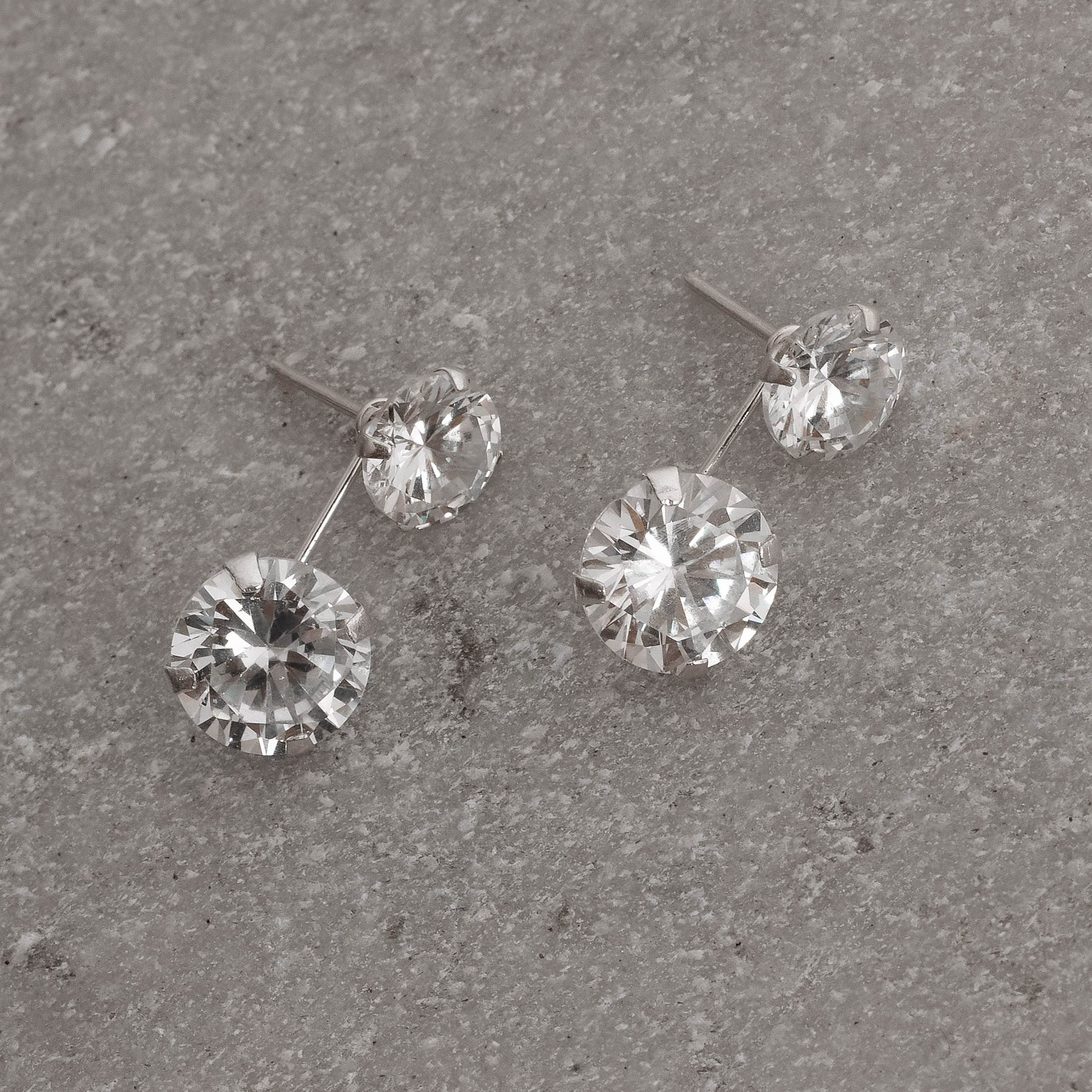 Imagem Secundária Brinco duas zircônias europeias 8 e 10mm