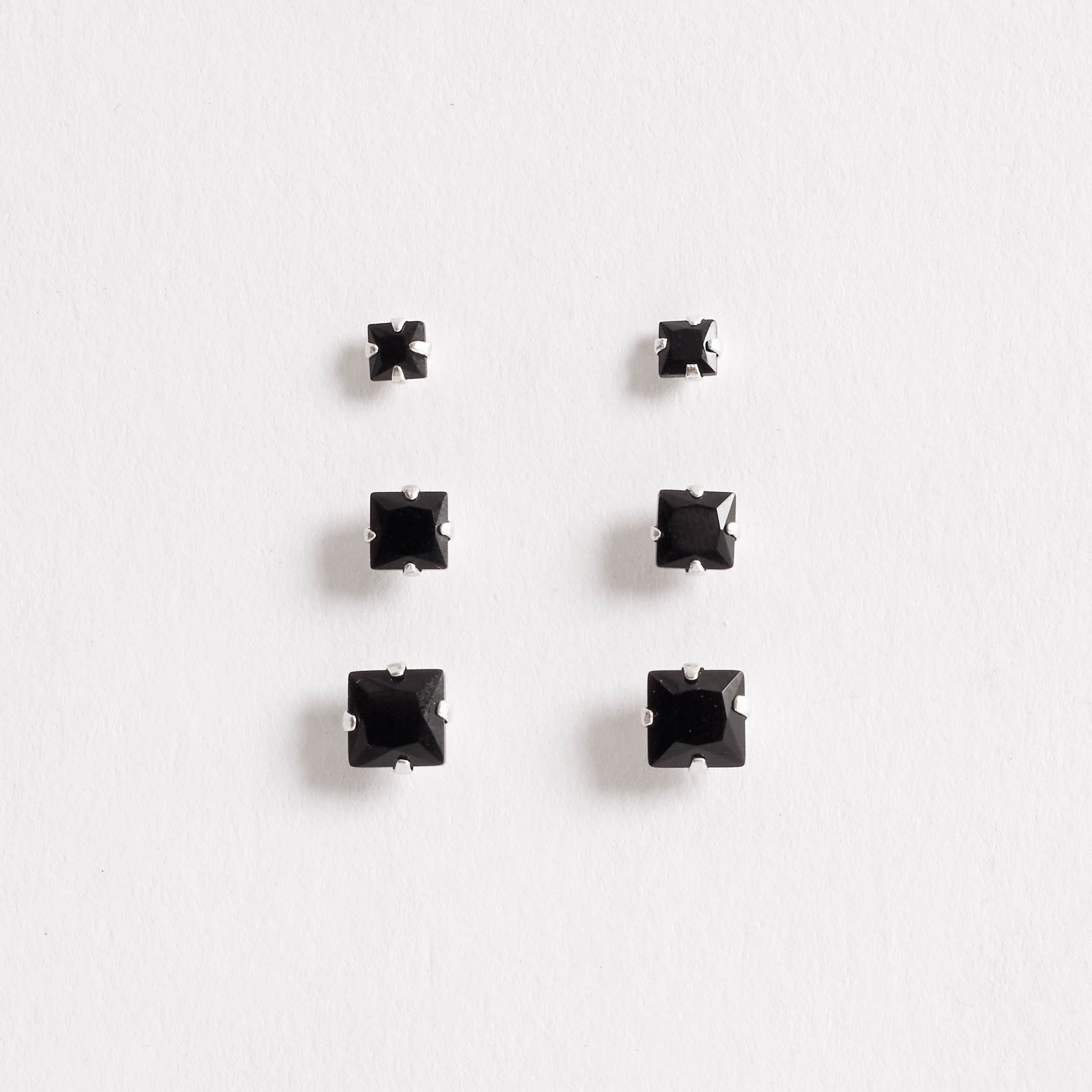 Imagem Trio zircônias quadradas 3, 4 e 5mm ônix