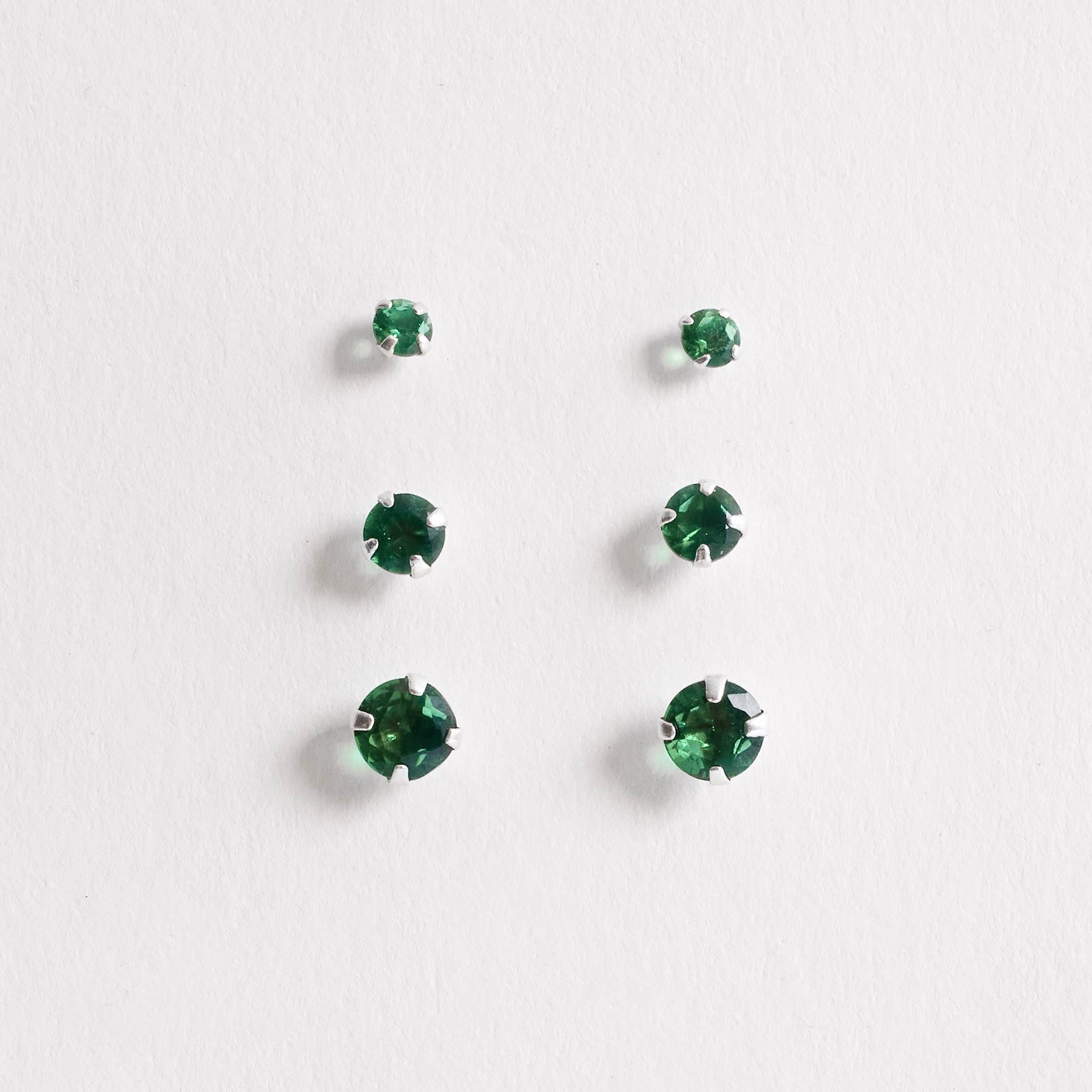 Trio zircônia redonda 3, 4 e 5mm esmeralda