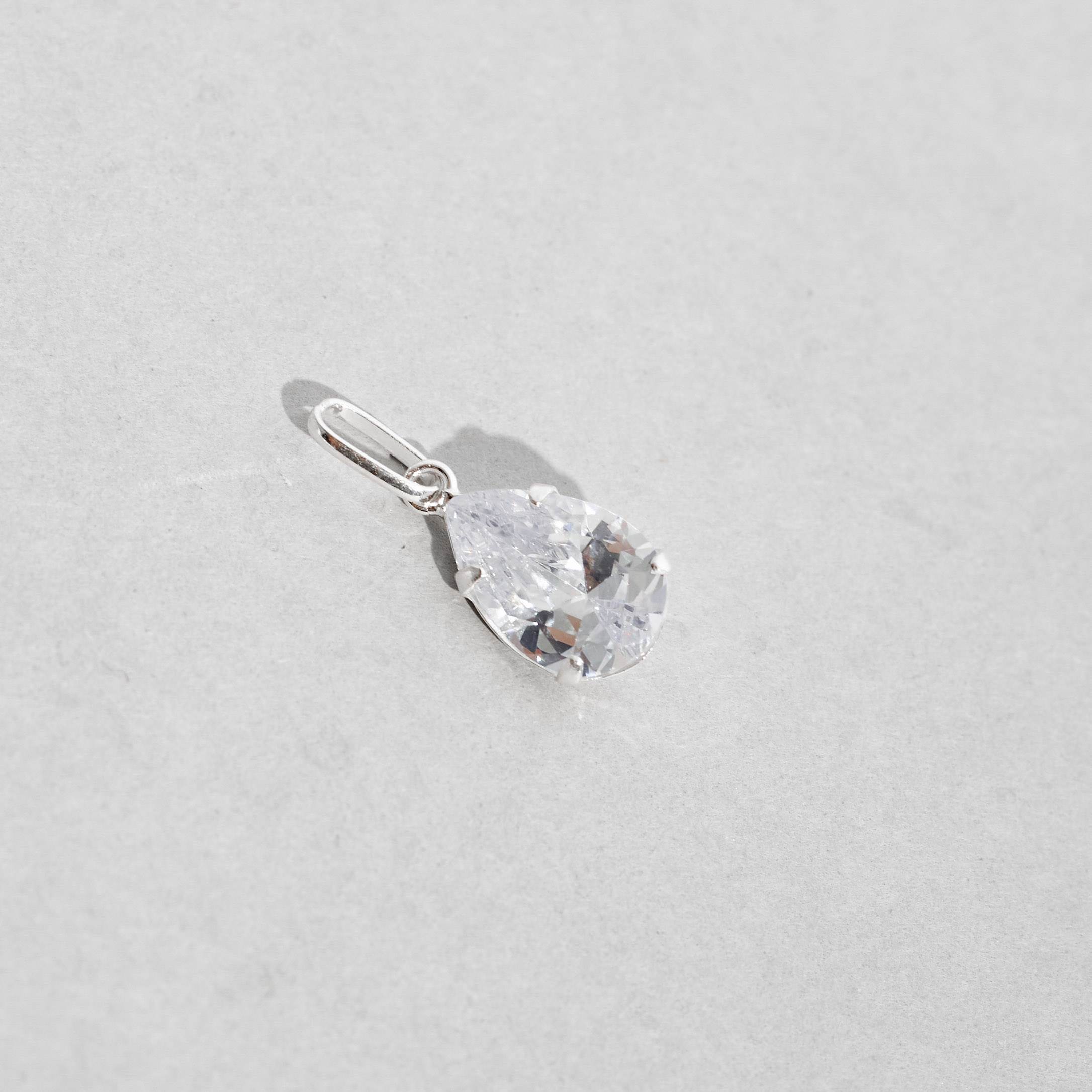 Pingente zircônia gota cristal 12mm