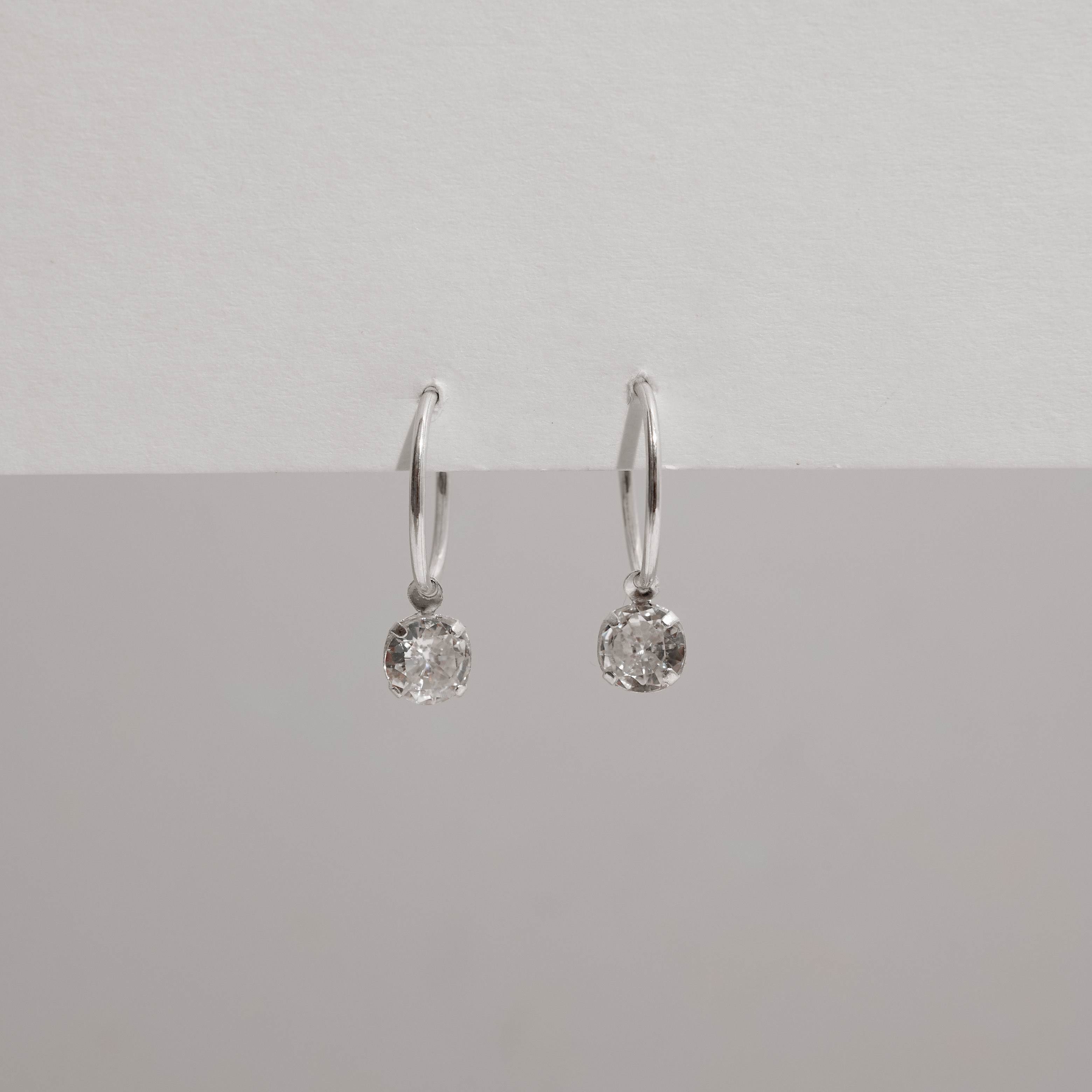 Argola 15mm pingente zircônia cristal 6mm