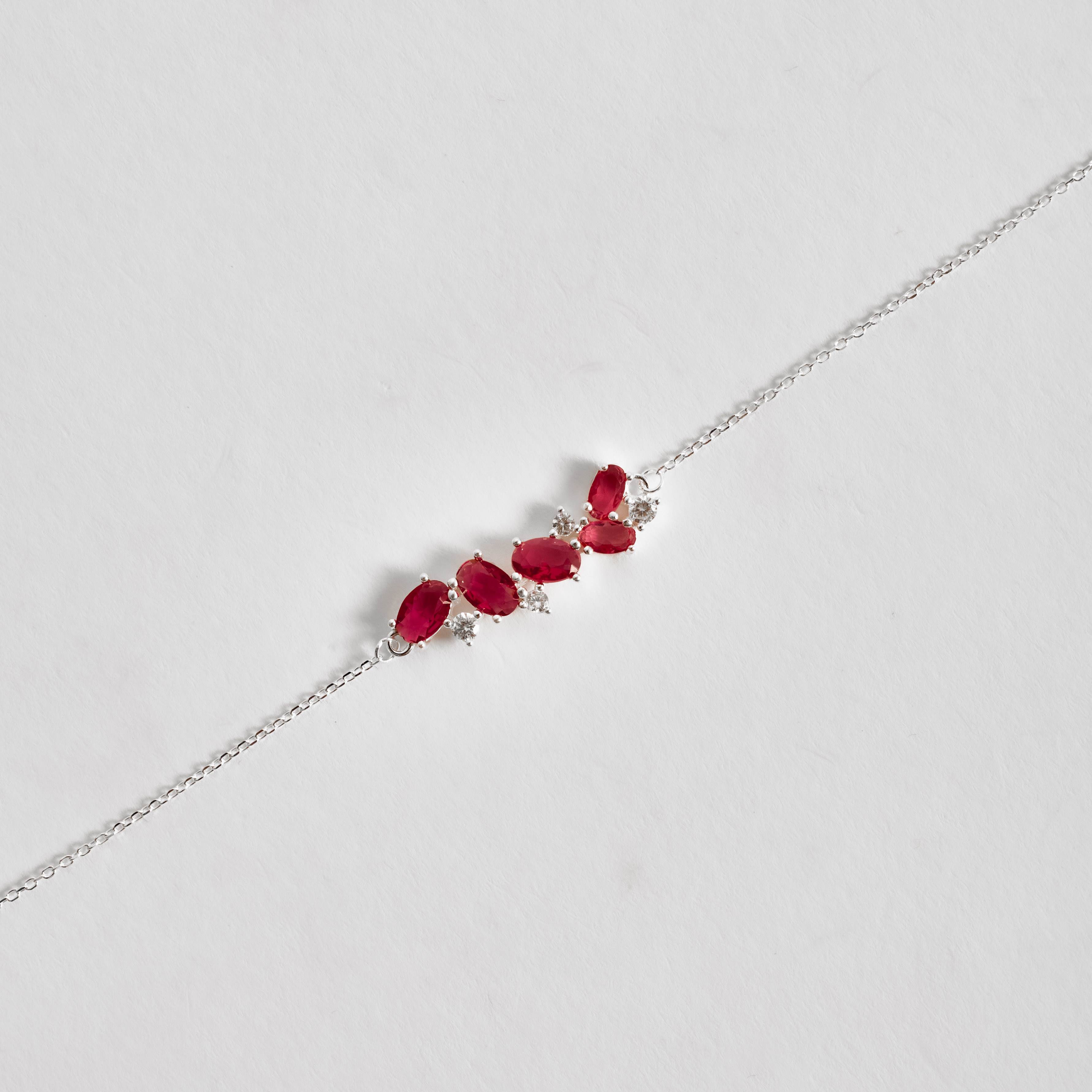 Imagem Pulseira entremeio zircônias redonda e oval cereja 27mm 16+4cm