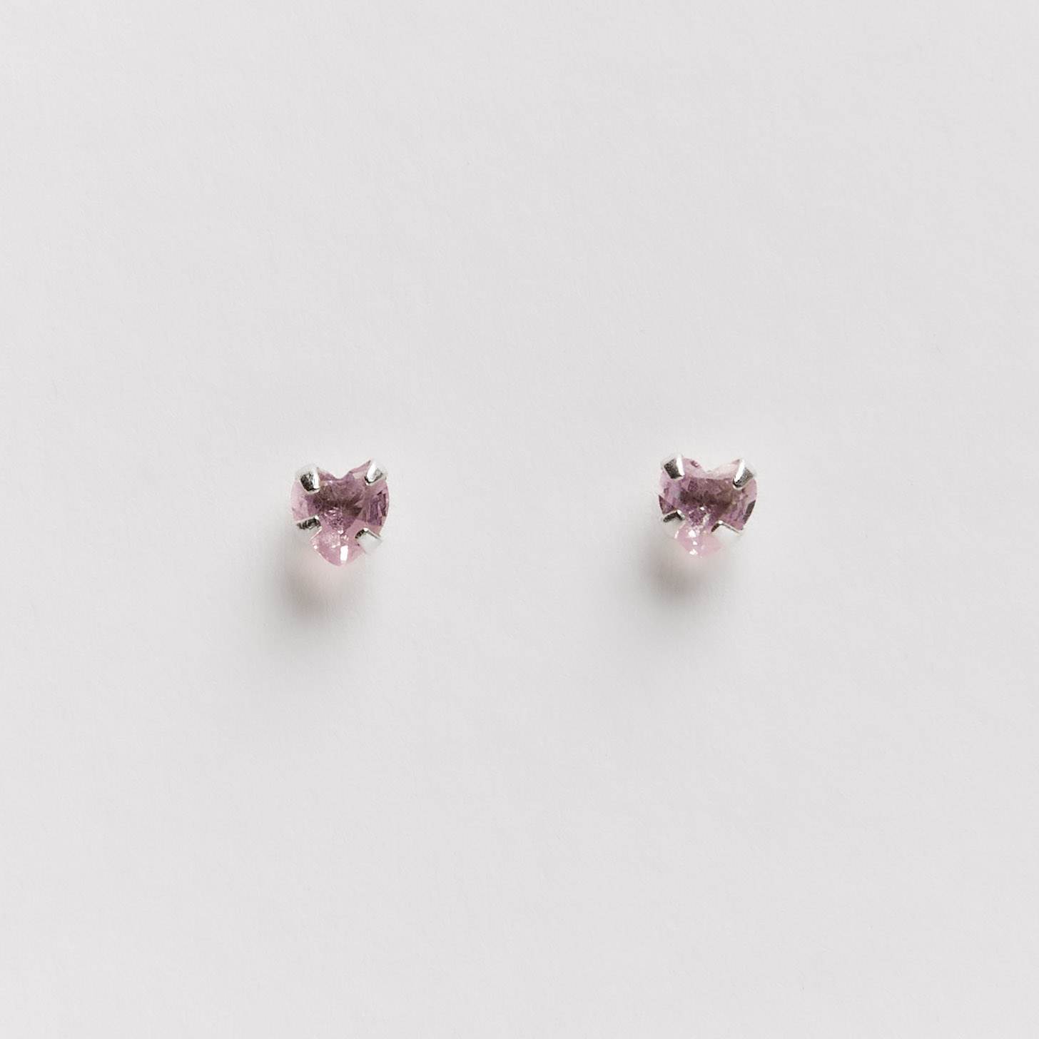 Brinco zircônia coração rosa 4mm
