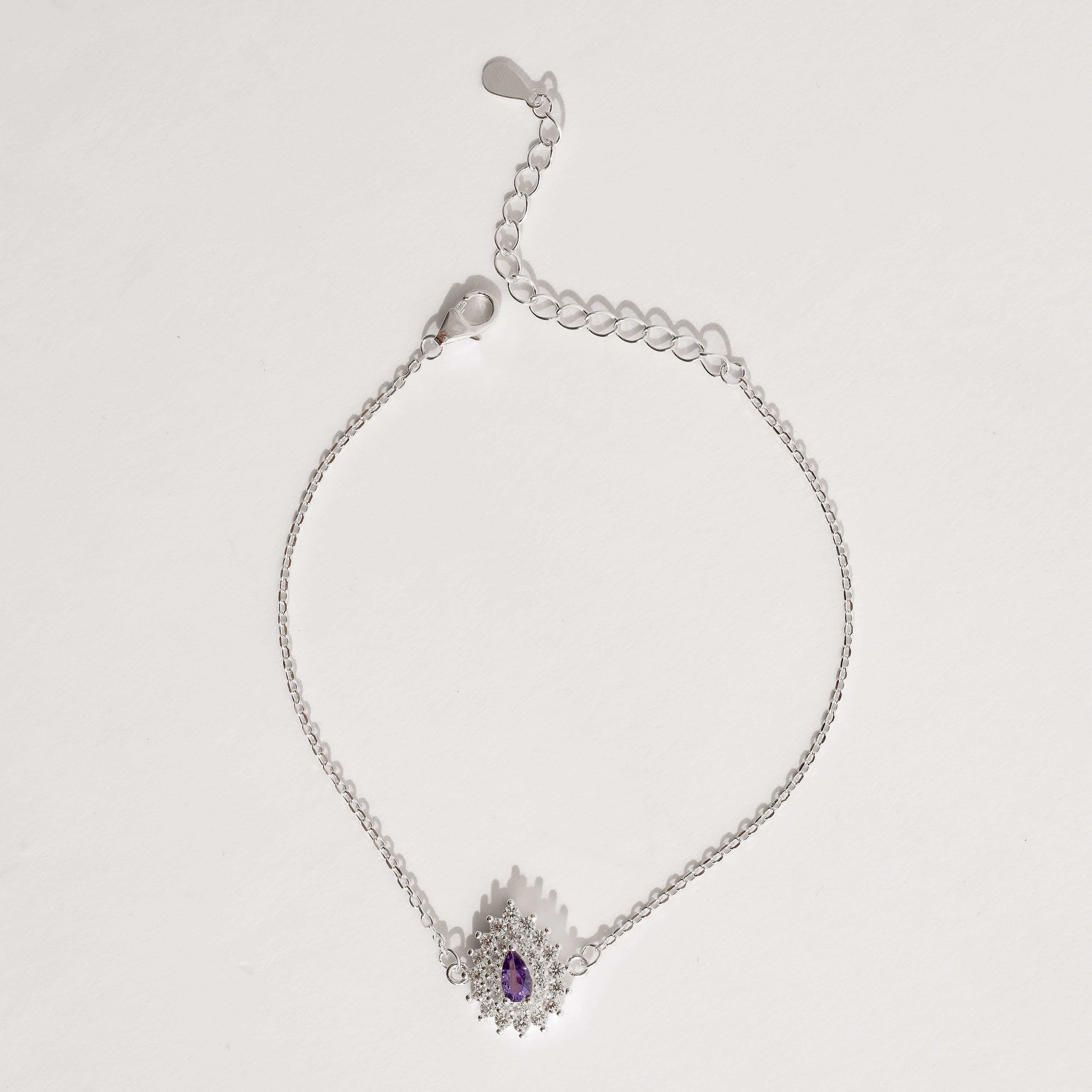 Imagem Pulseira entremeio zircônia gota lilás com cravejado 13mm