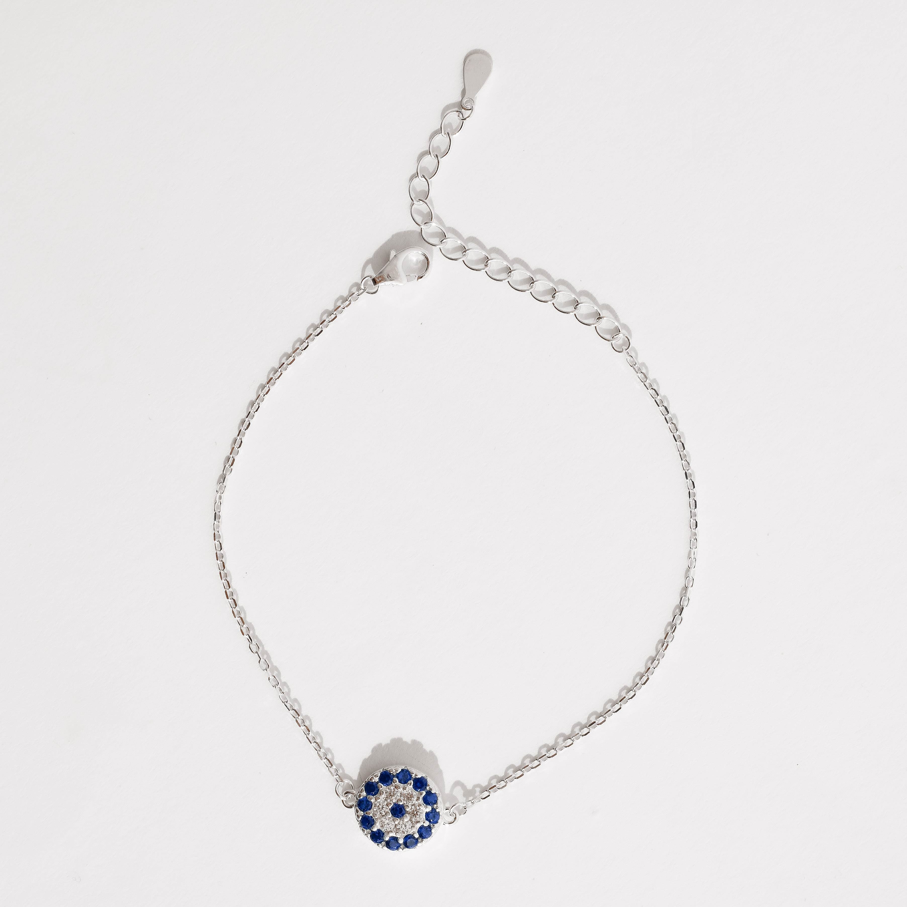 Imagem Pulseira entremeio círculo cravejado cristal e azul 10mm