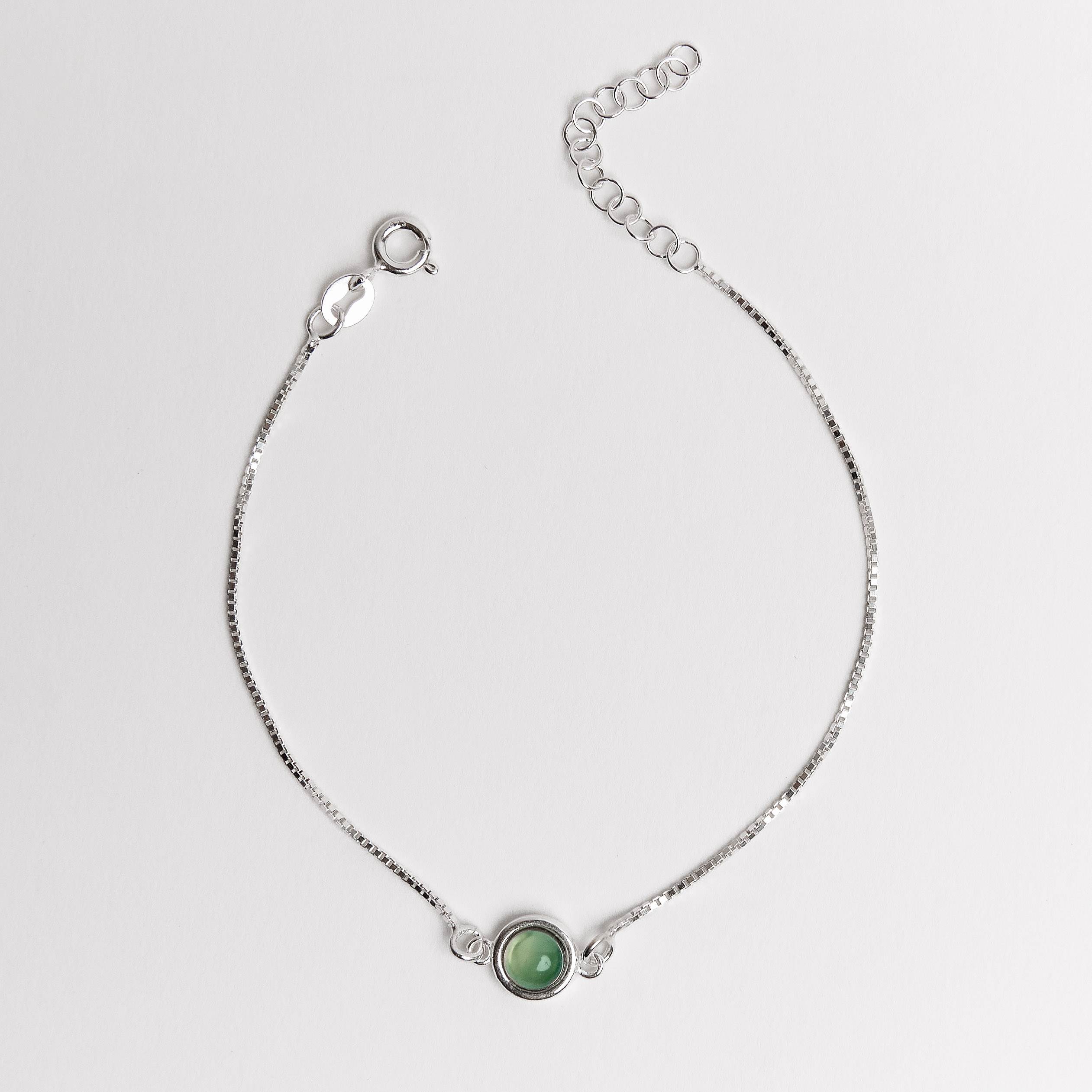 Imagem Pulseira entremeio pedra ágata verde 7mm v15 16cm com alongadora