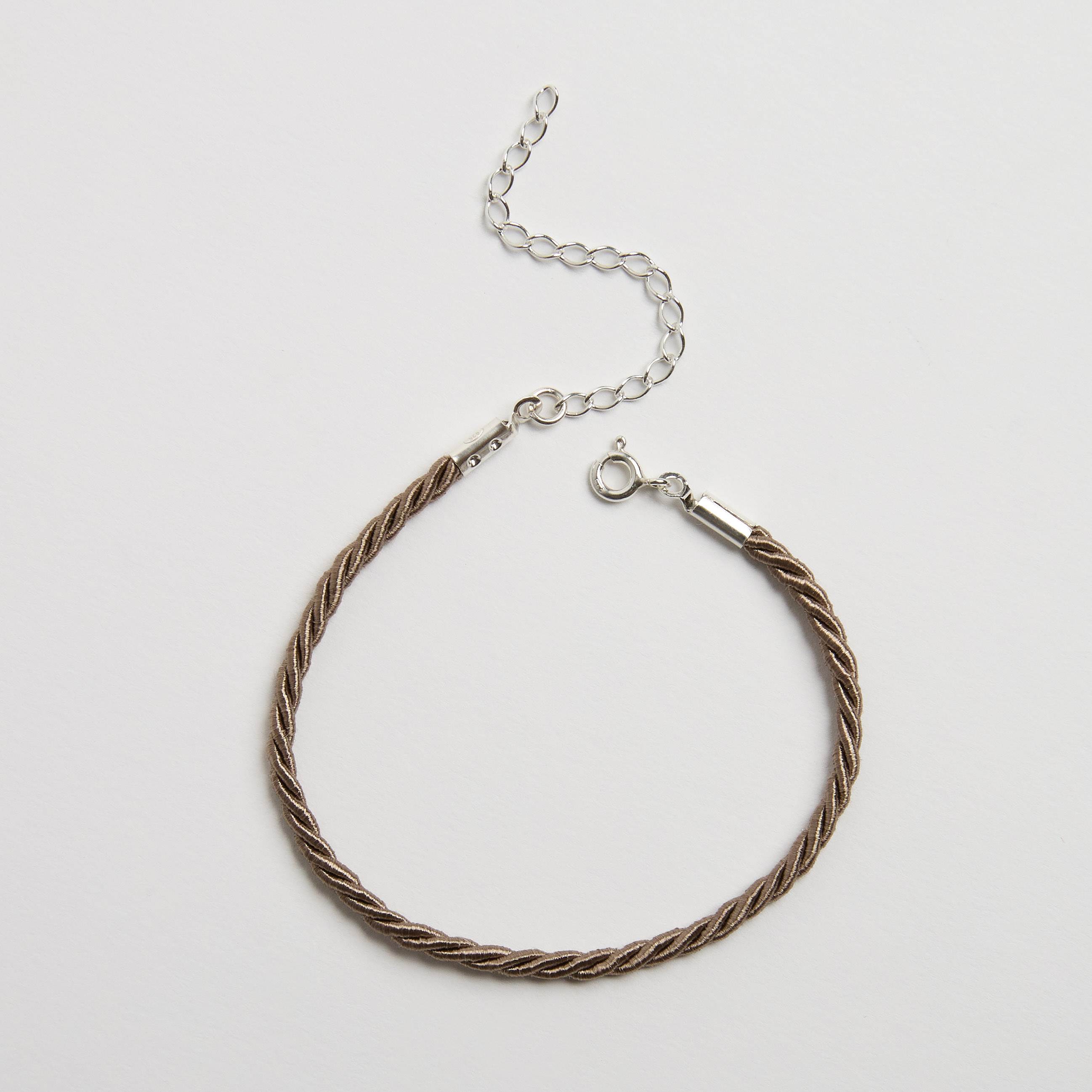Imagem Pulseira cordão trançado bege 2mm 16cm com alongadora