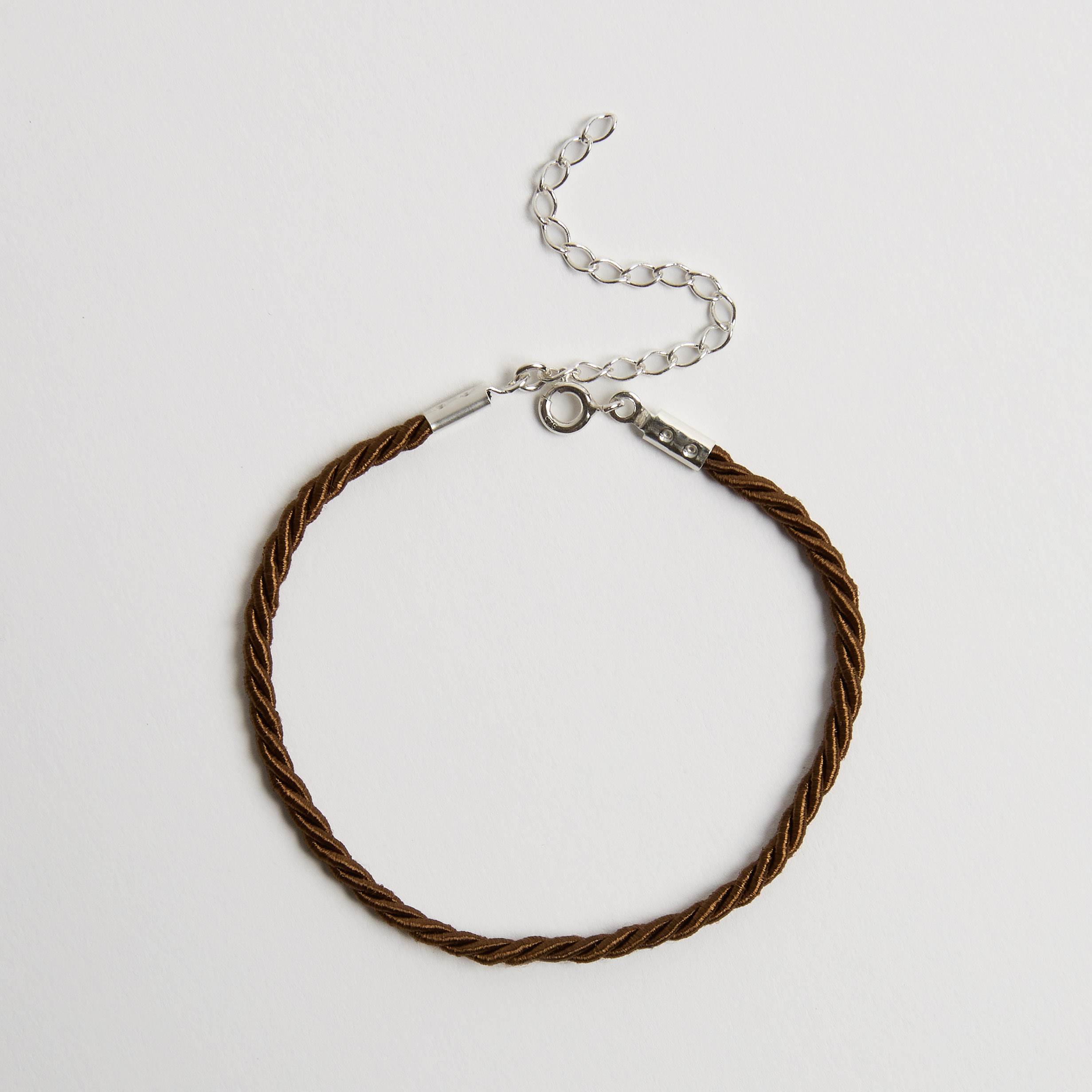 Imagem Pulseira cordão trançado marrom 2mm 16cm com alongadora