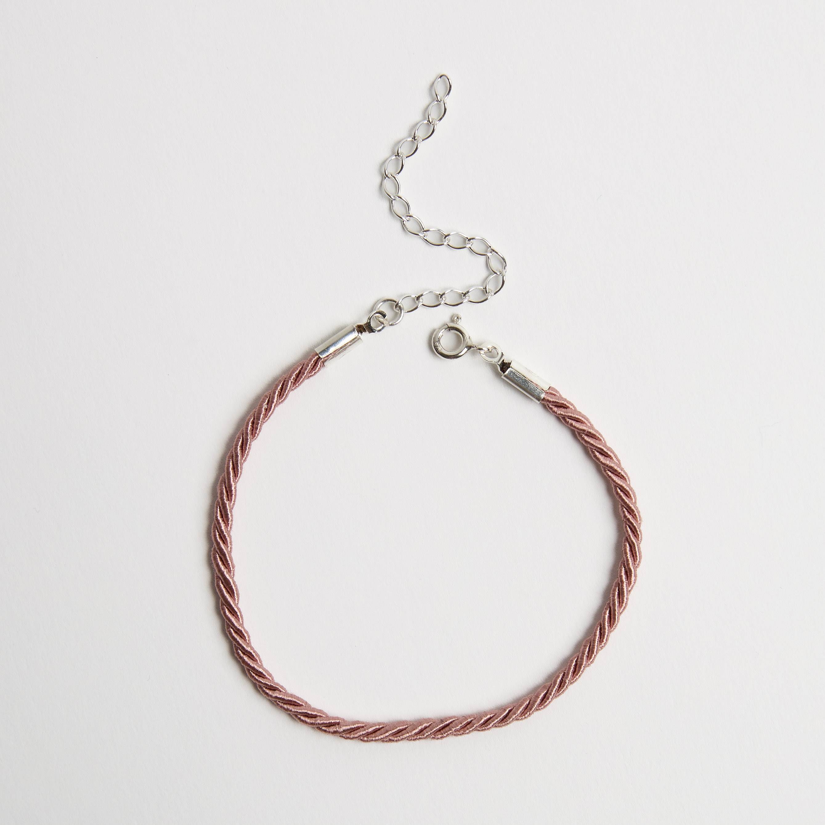 Imagem Pulseira cordão trançado rosa 2mm 16cm com alongadora