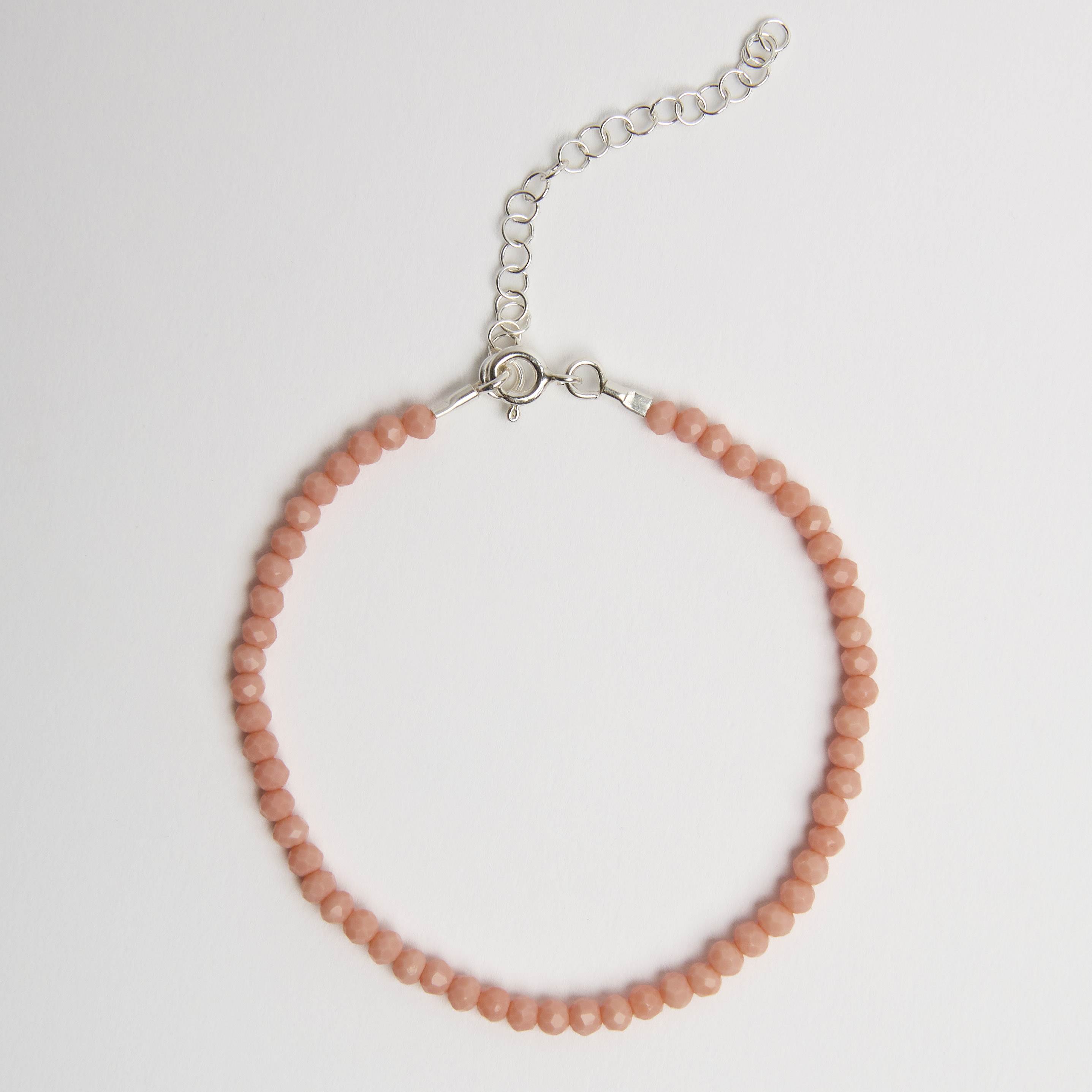 Imagem Pulseira cristal salmão fosco claro 3mm 16cm com alongadora