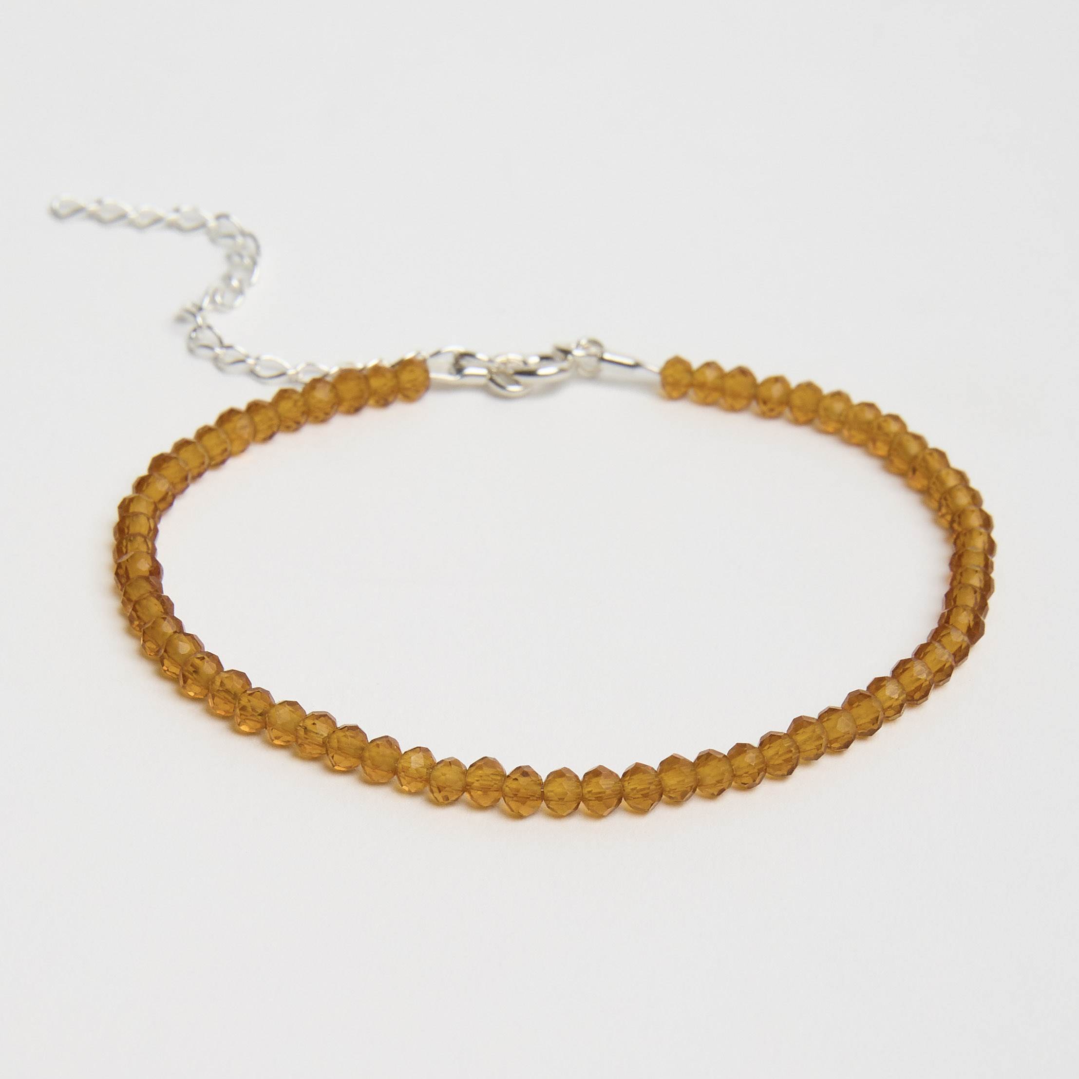 Pulseira cristal mostarda 3mm 16cm com alongadora