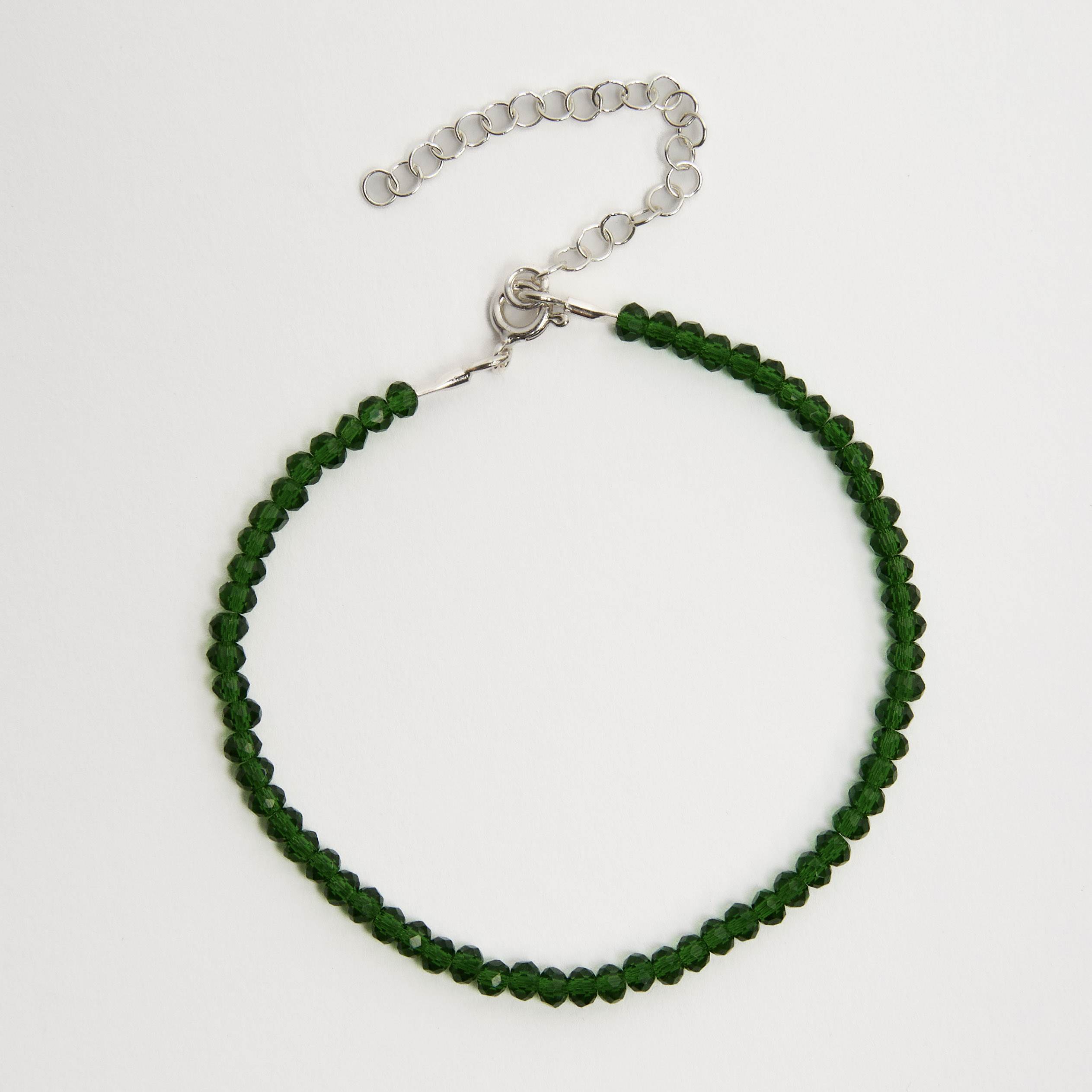 Imagem Pulseira cristal verde transparente 3mm 16cm com alongadora