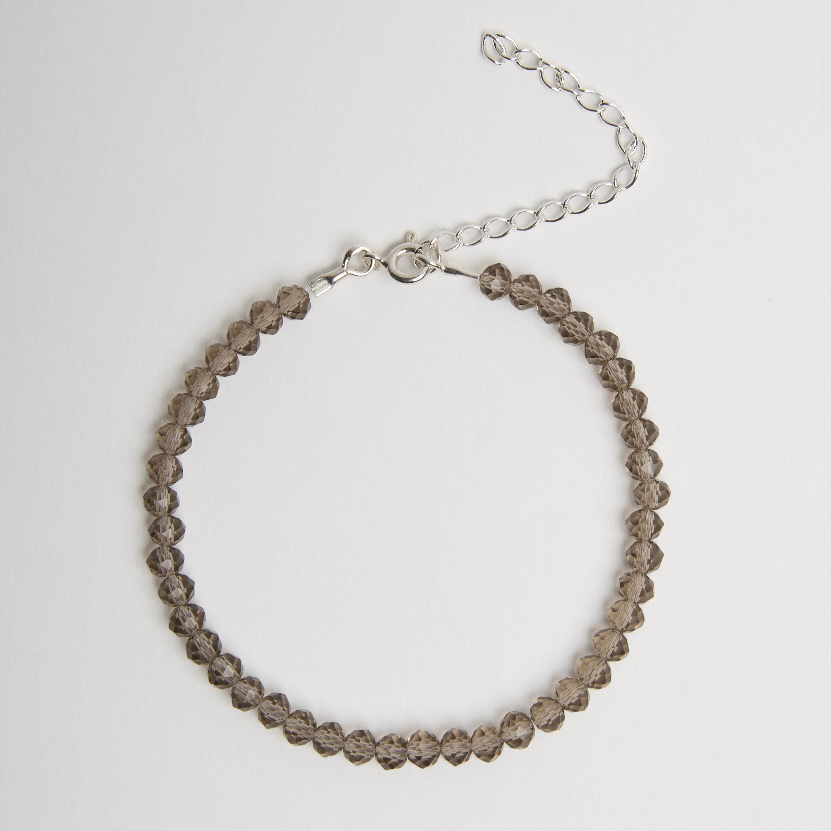 Imagem Pulseira cristal fumê transparente 4mm 16cm com alongadora