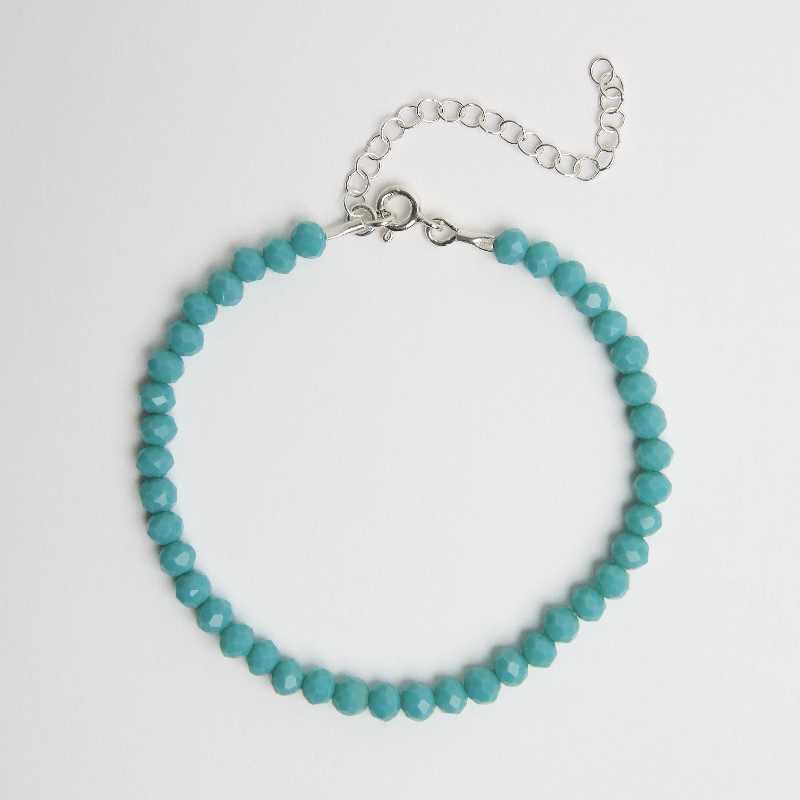 Imagem Pulseira cristal turquesa 4mm 16cm com alongadora