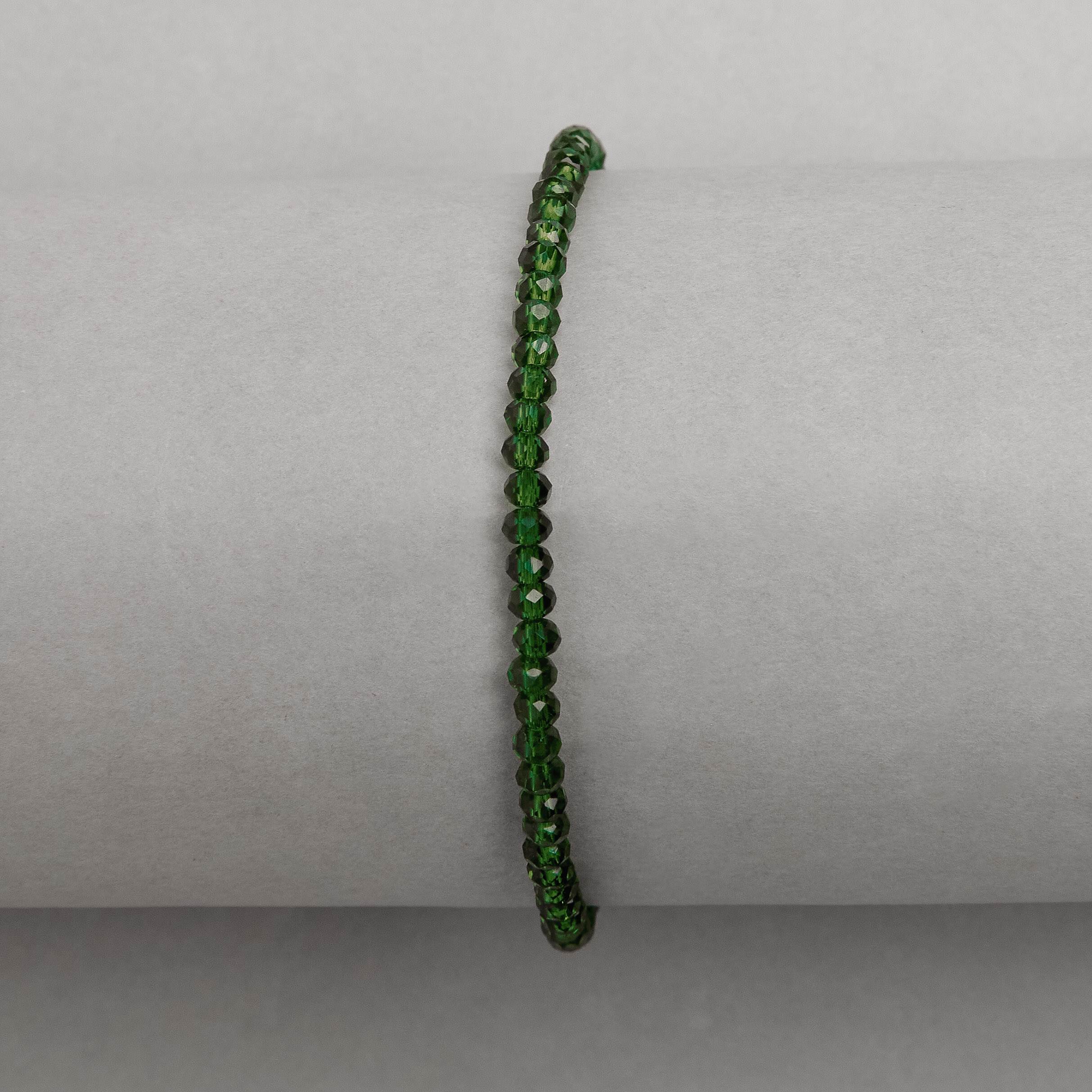 Imagem Secundária Pulseira cristal verde transparente 3mm 16cm com alongadora