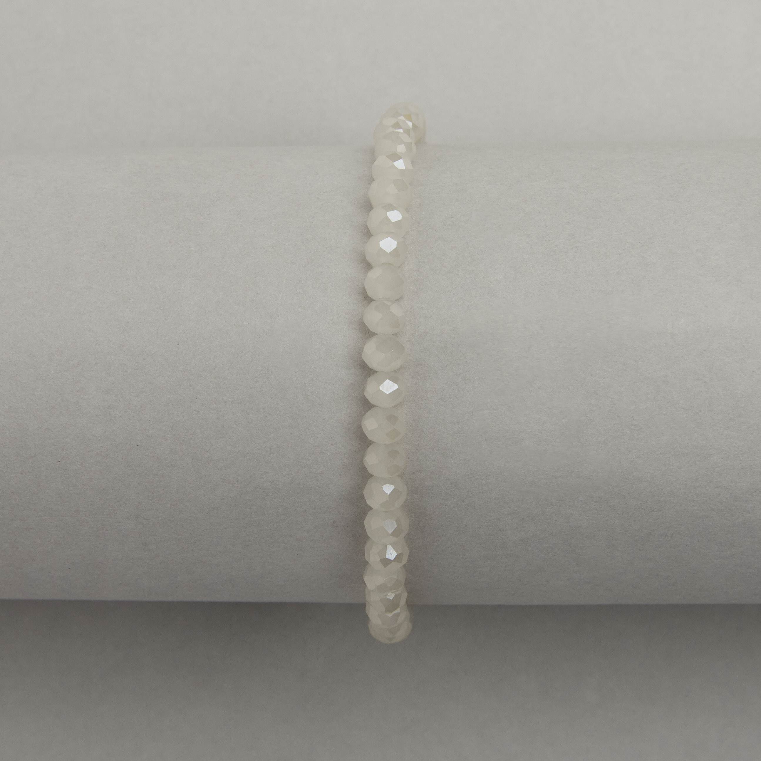 Imagem Secundária Pulseira cristal bege irisado 4mm 16cm com alongadora