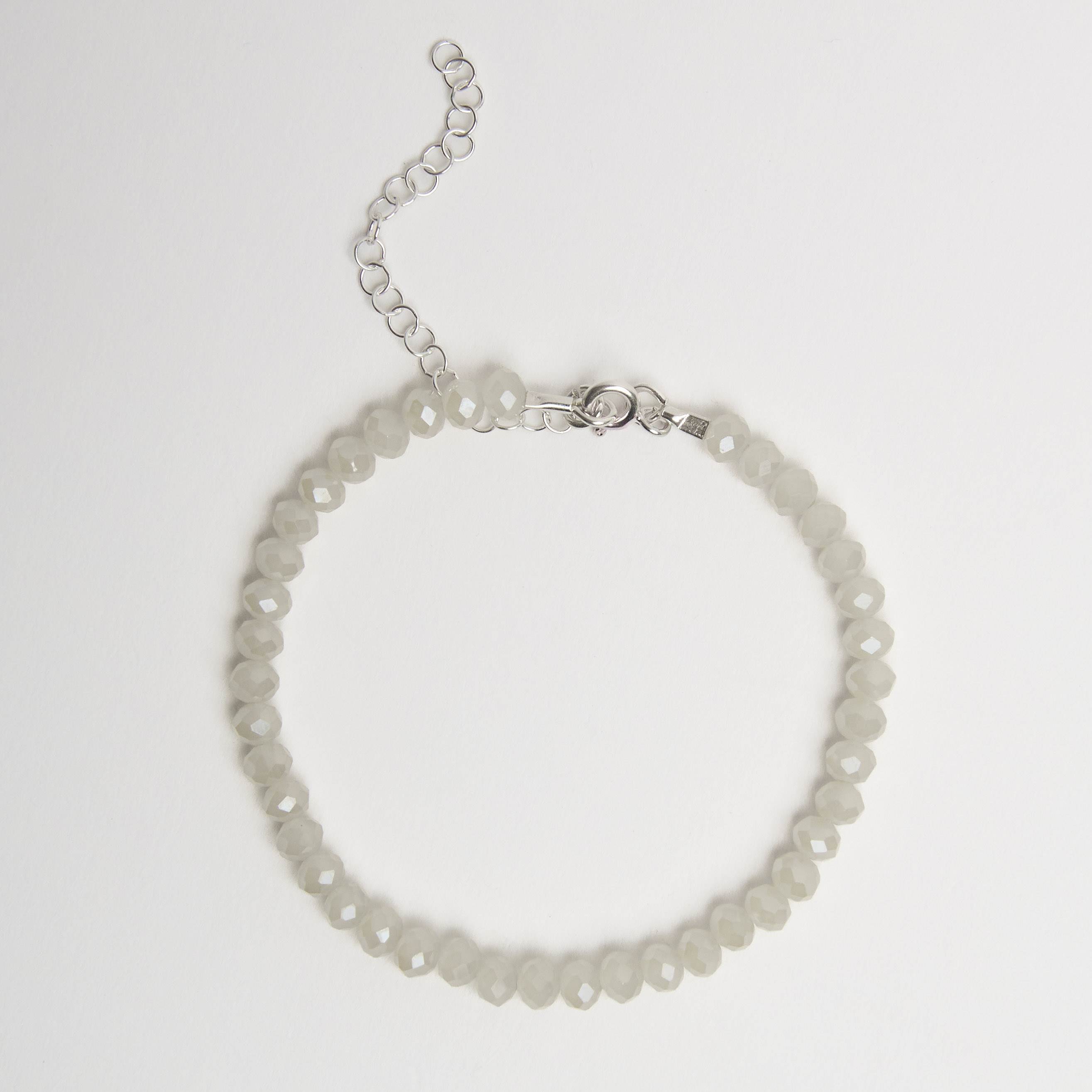 Imagem Pulseira cristal bege irisado 4mm 16cm com alongadora