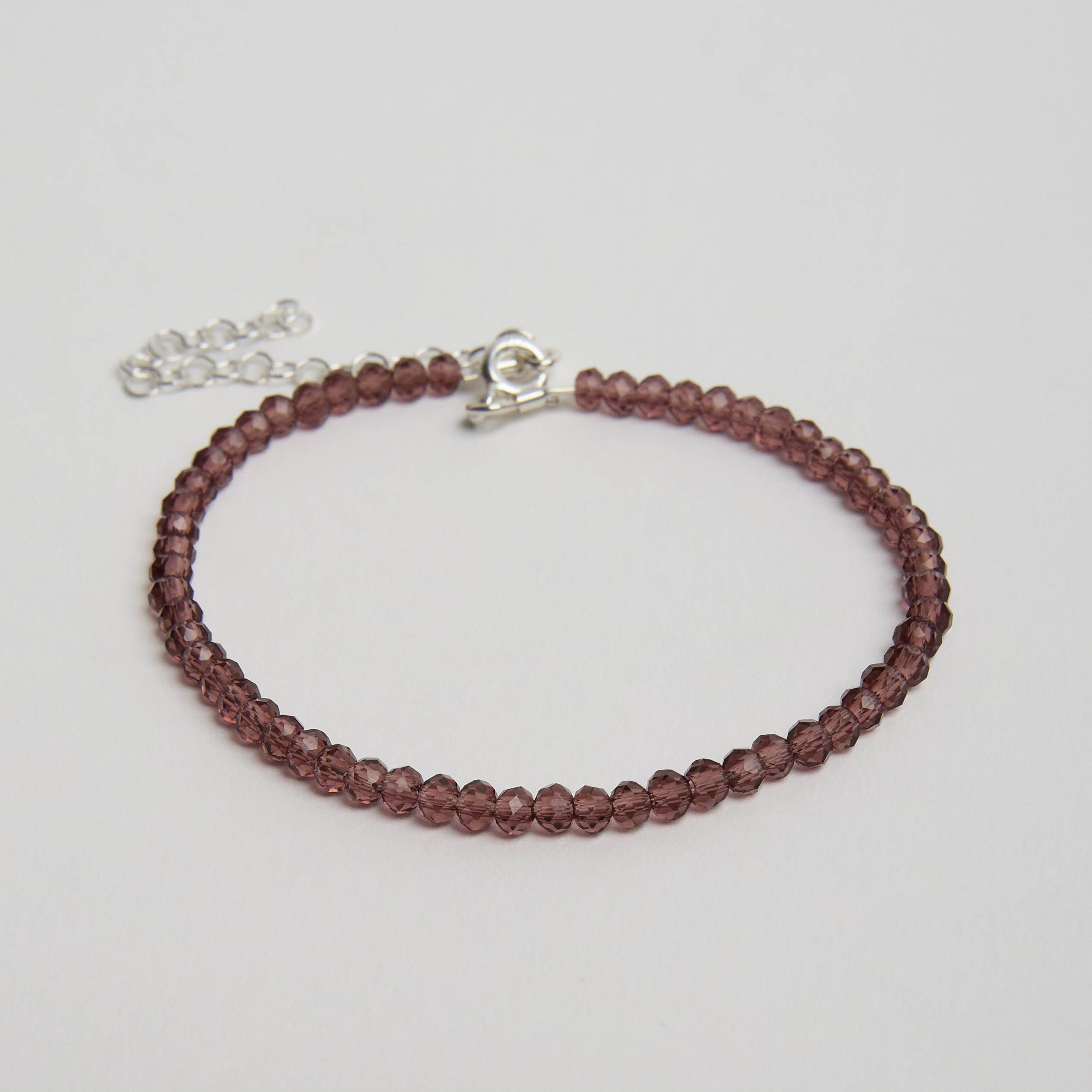 Imagem Pulseira cristal roxo transparente 3mm 16cm com alongadora