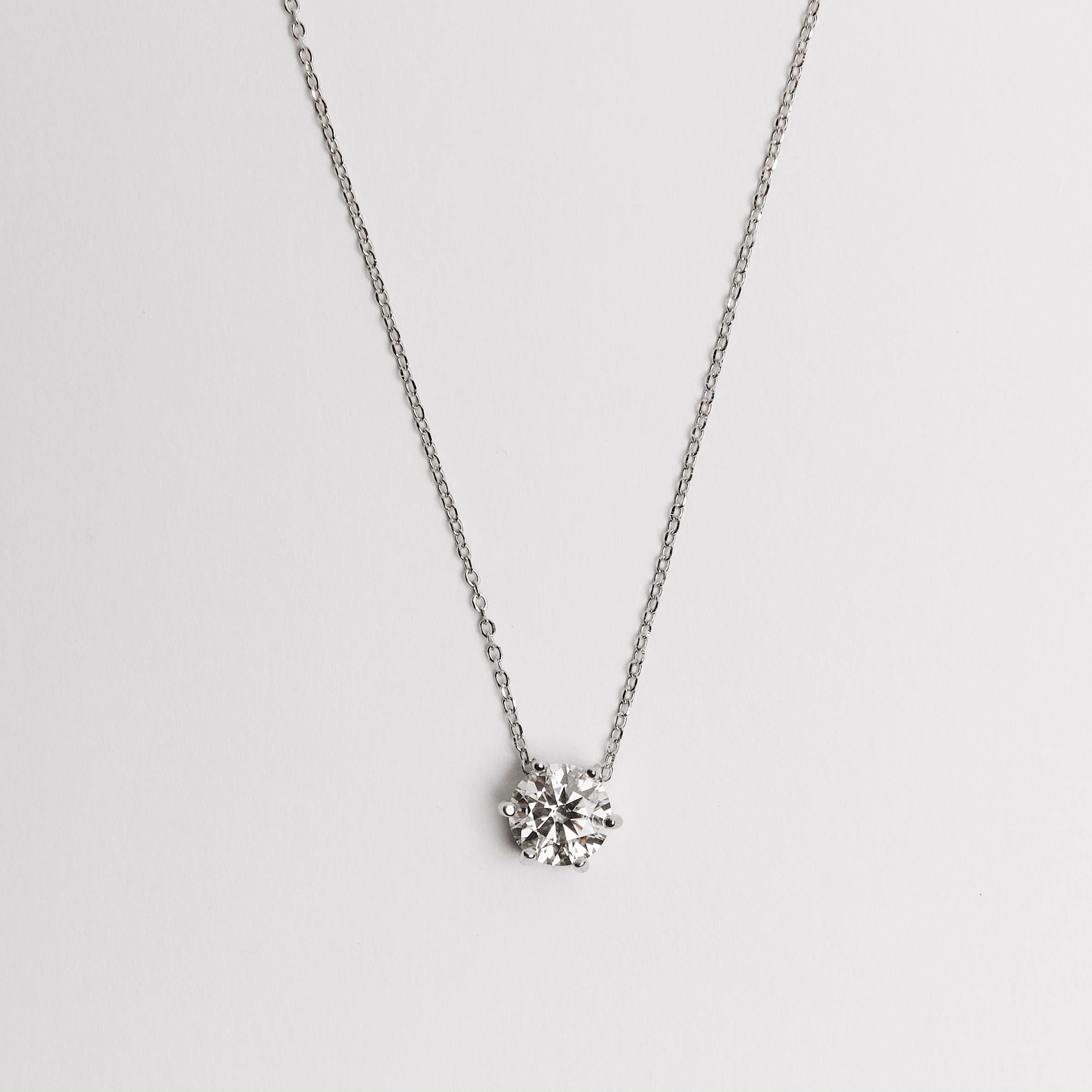 Colar pingente moissanite 7mm corrente cadeado 40+5cm ródio