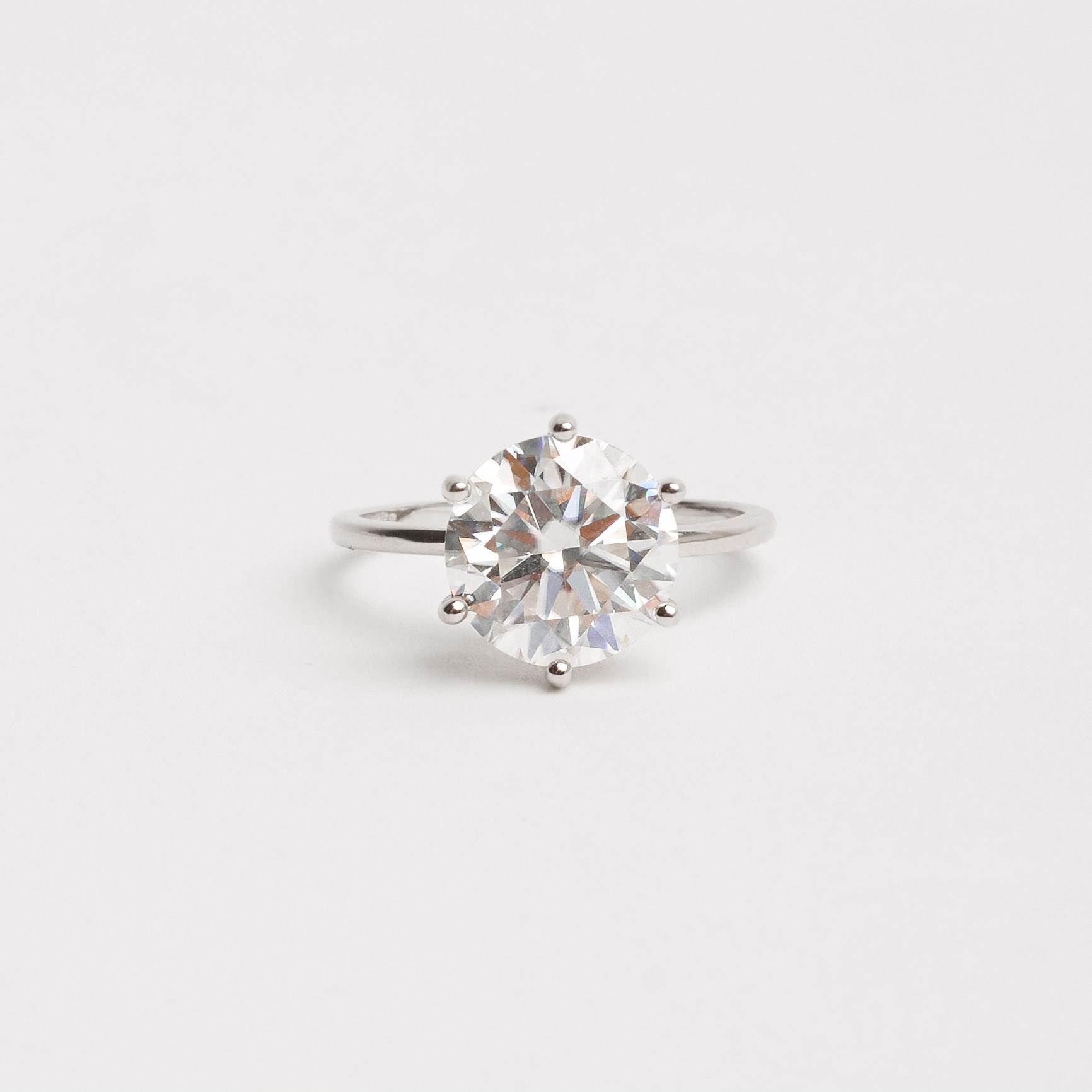 Anel solitário moissanite cristal 10mm ródio